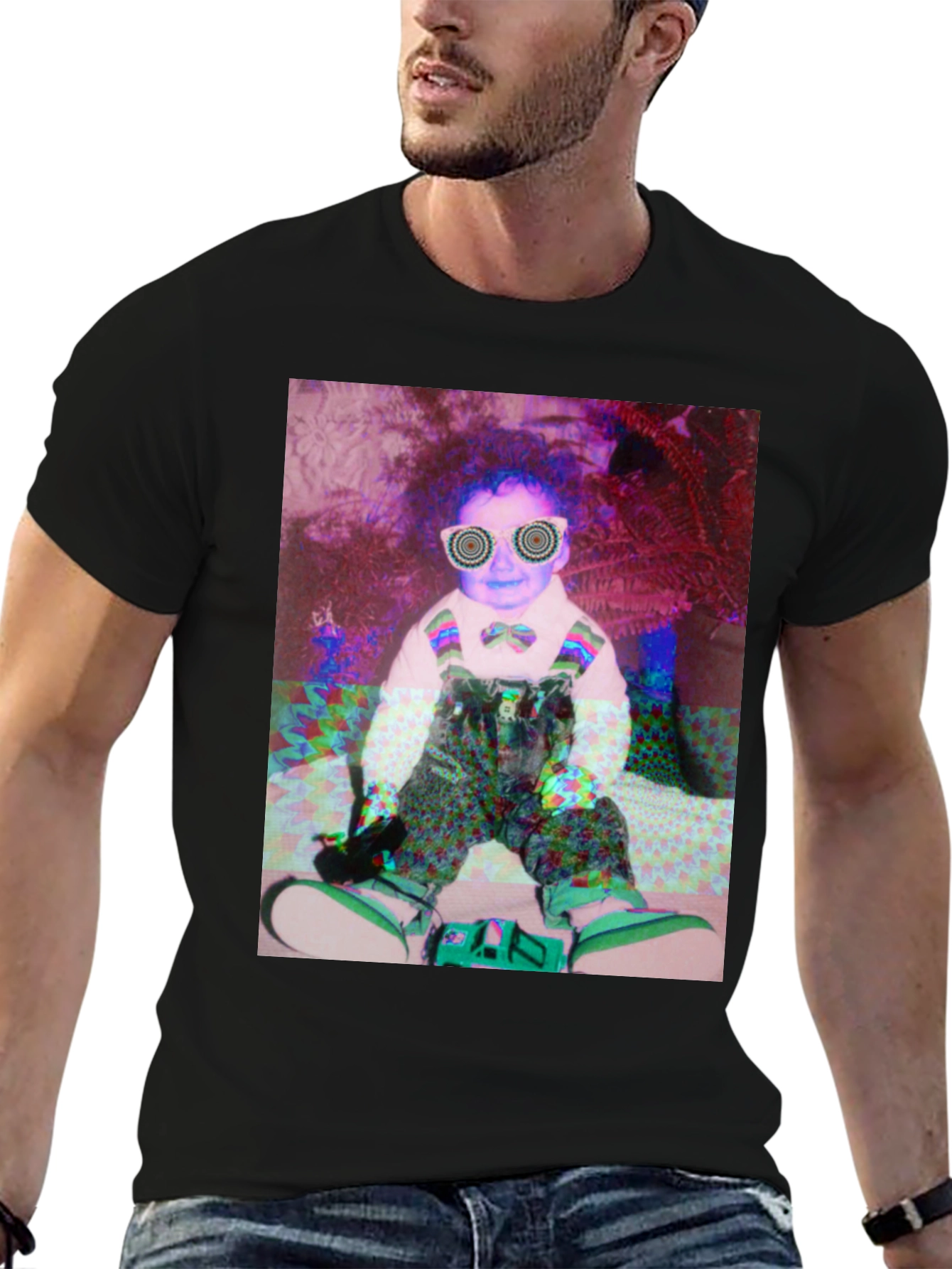 Black Psychedelic Baby Graphic Tee view 6