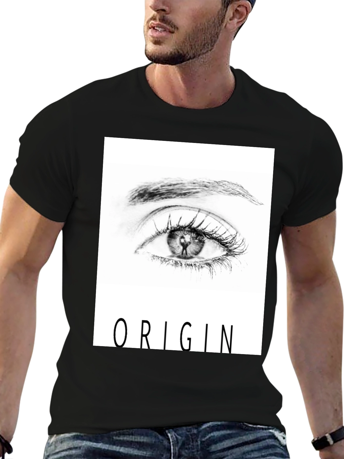 Black Origin Eye Graphic Tee - Black Unisex T-Shirt view 6