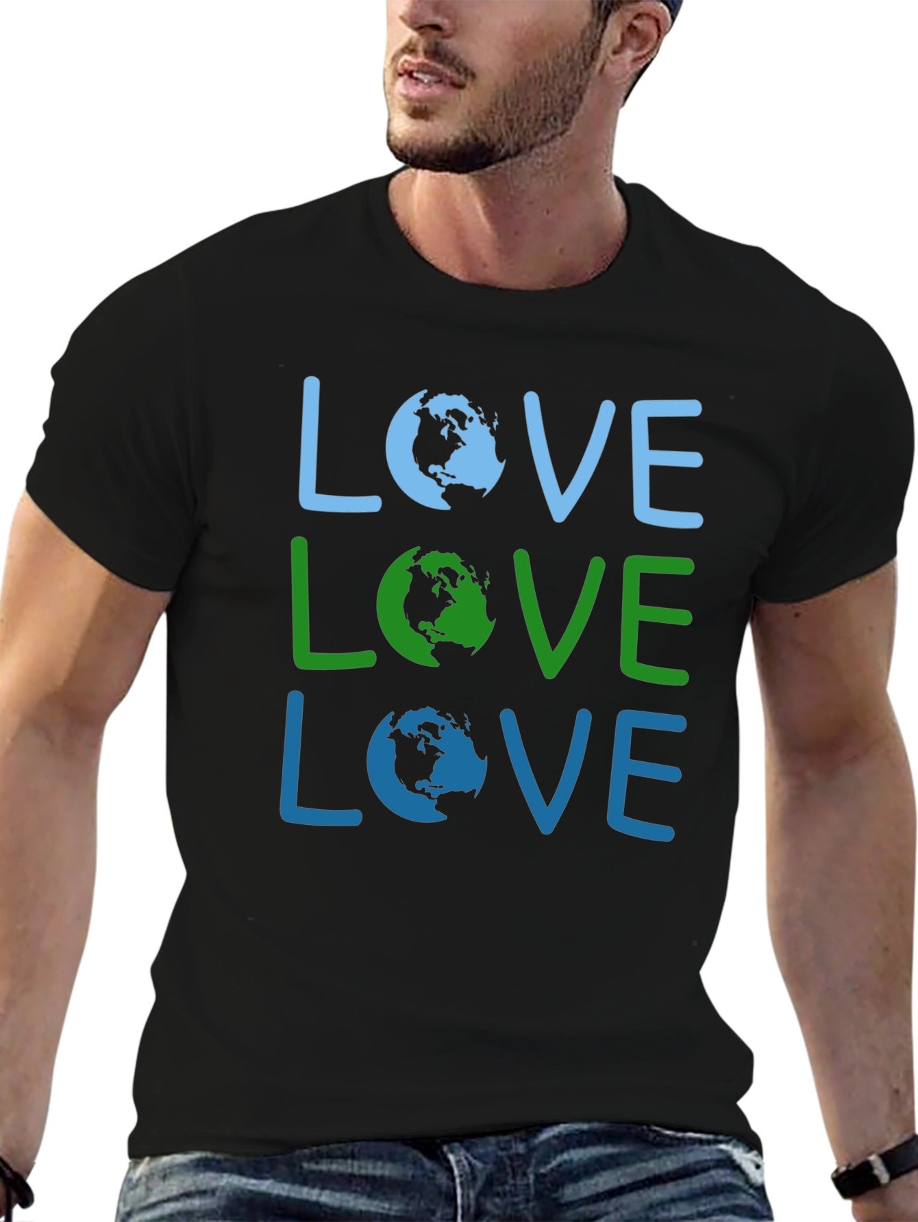 Black Love Earth Graphic Tee - Environmental Awareness Shirt view 6