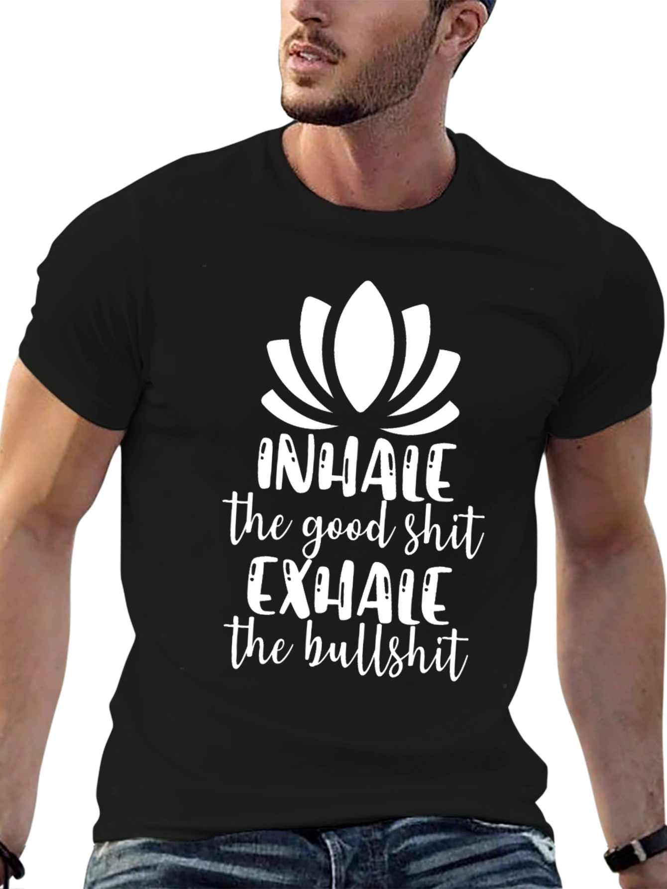 Black Inhale The Good Exhale The Bullshit Graphic Tee view 6