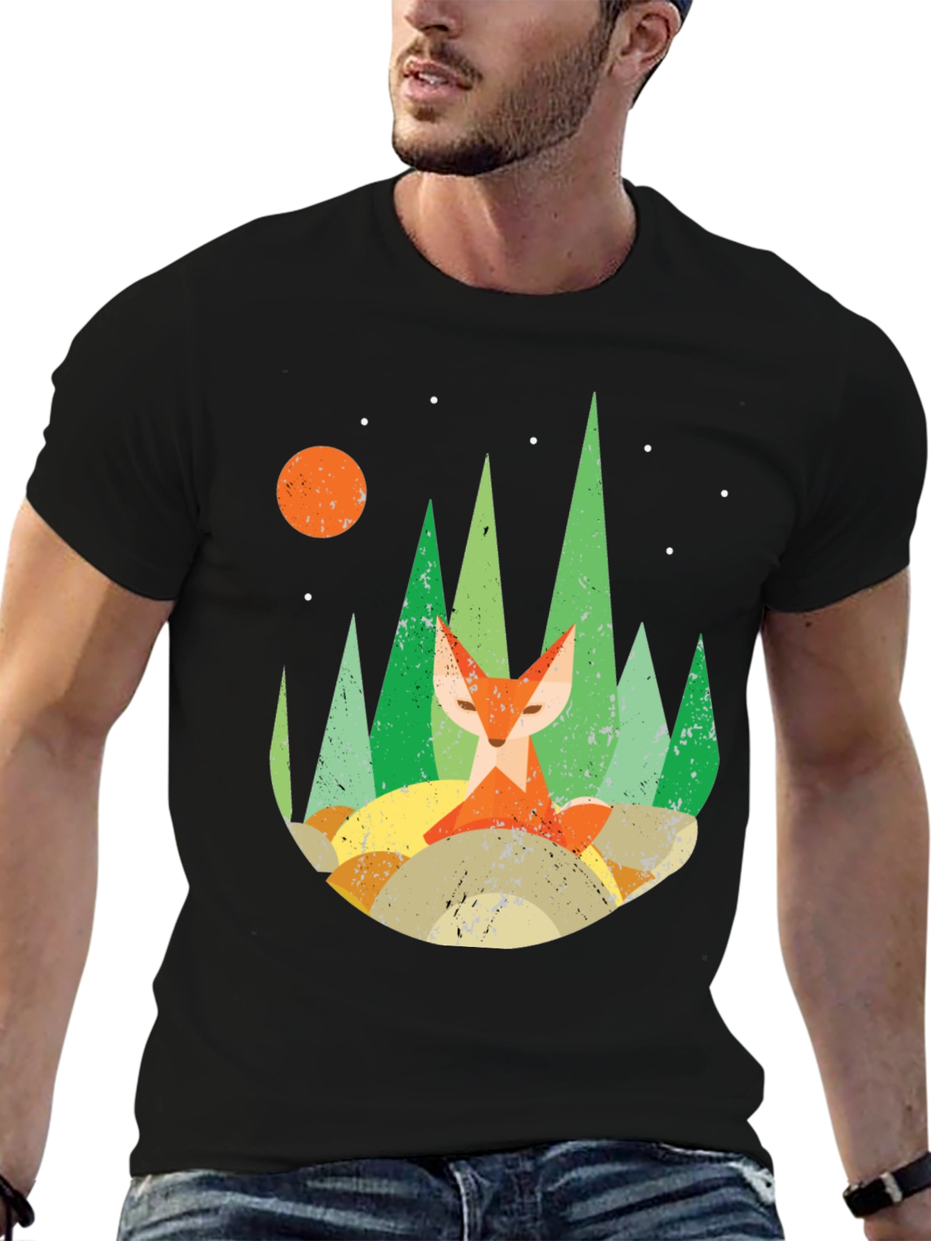 Black Forest Fox Graphic Tee - Unisex Black T-Shirt view 6
