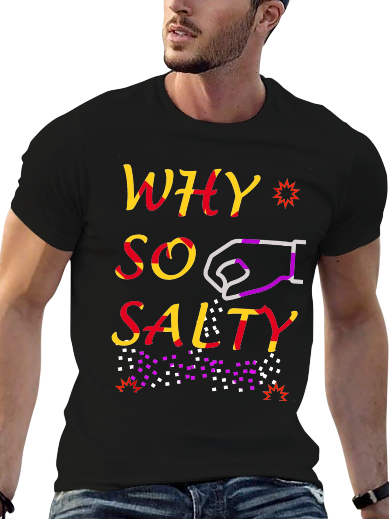 Black Why So Salty Graphic Tee - Trendy & Unique view 6