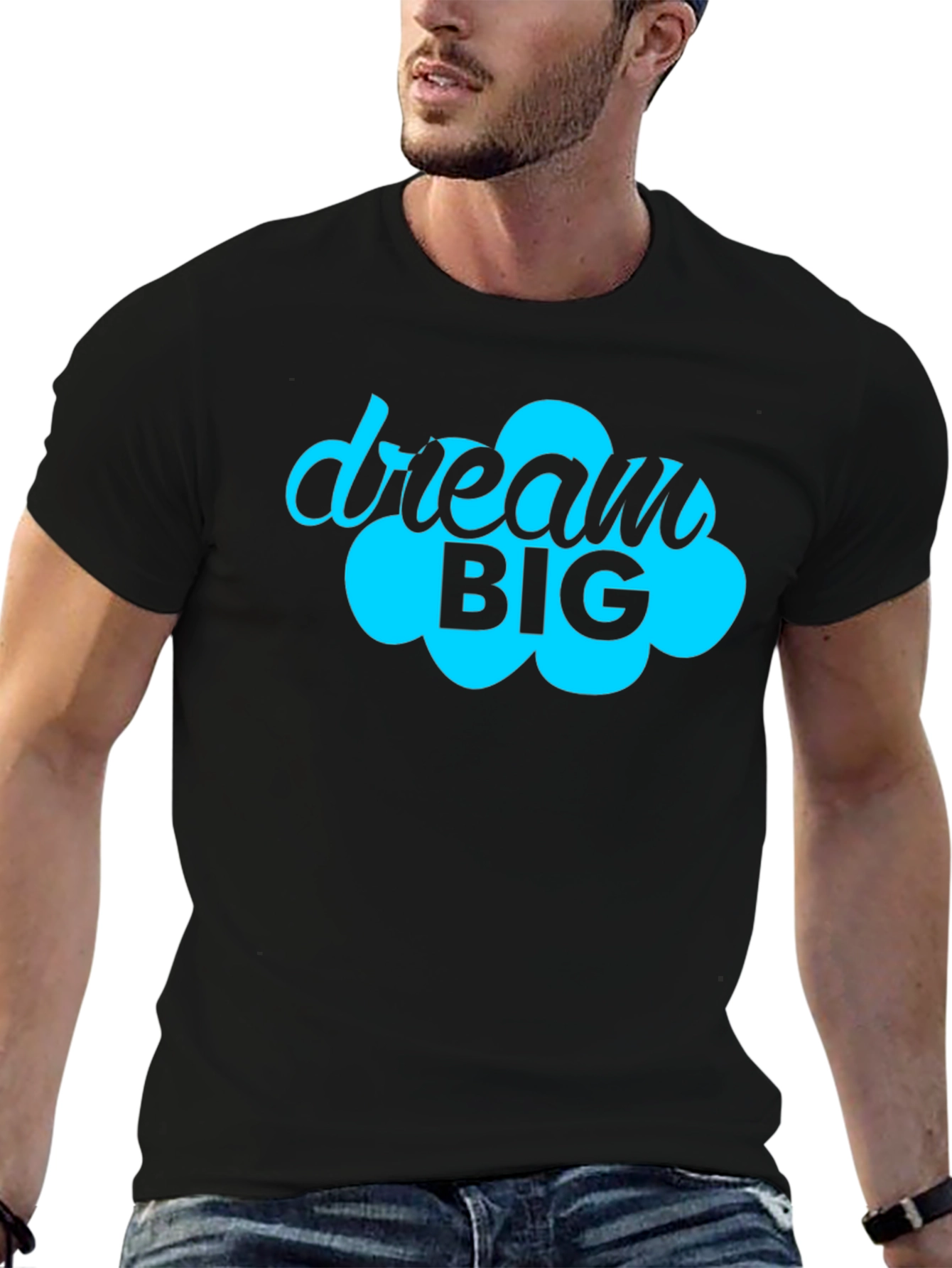 Black Dream Big Graphic Tee - Motivational Black T-Shirt view 6
