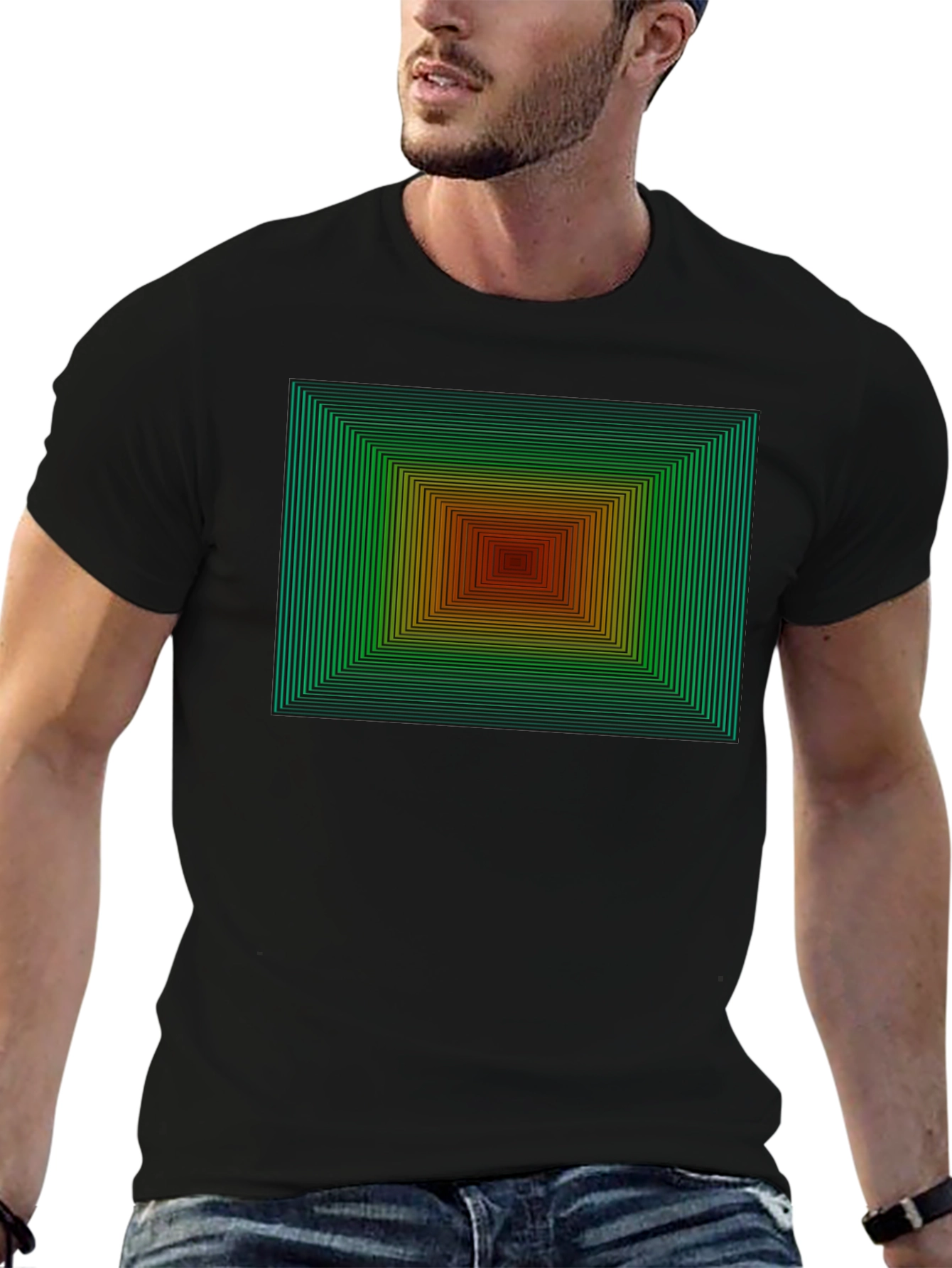 Black Geometric Gradient T-Shirt view 6
