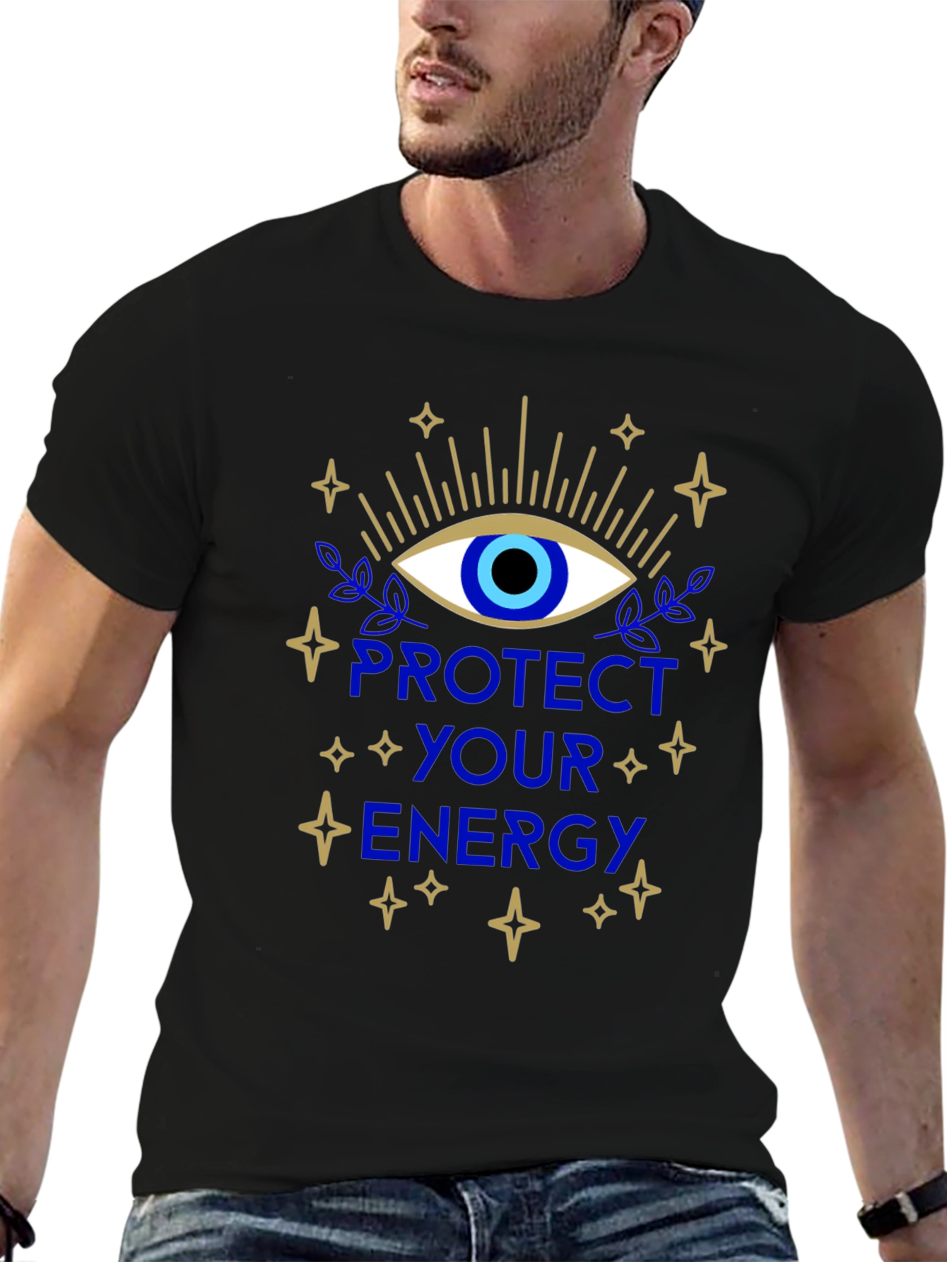 Black Protect Your Energy Graphic T-Shirt view 6