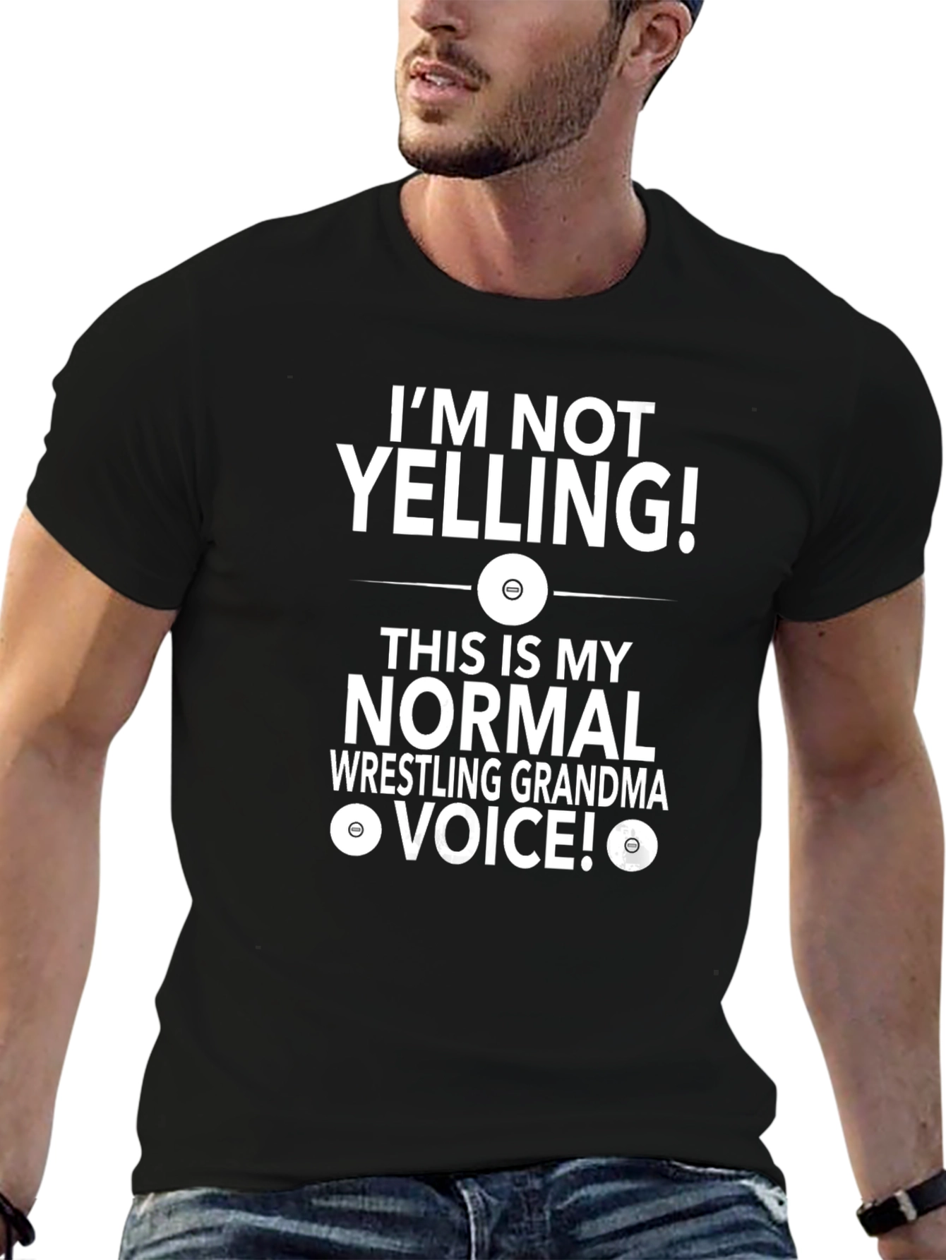 Black Funny Wrestling Grandma Voice T-Shirt view 6