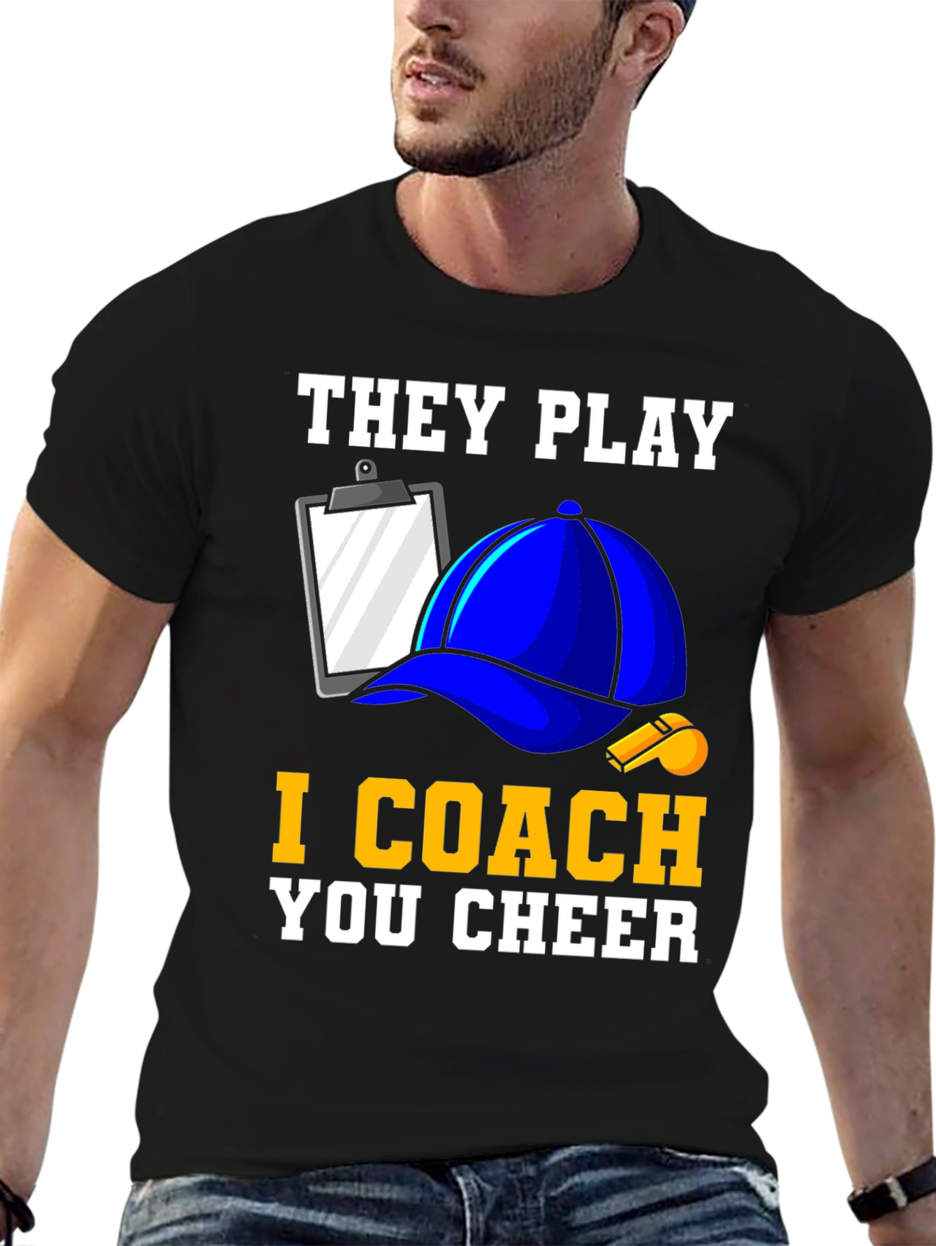 Black They Play I Coach You Cheer T-Shirt view 6