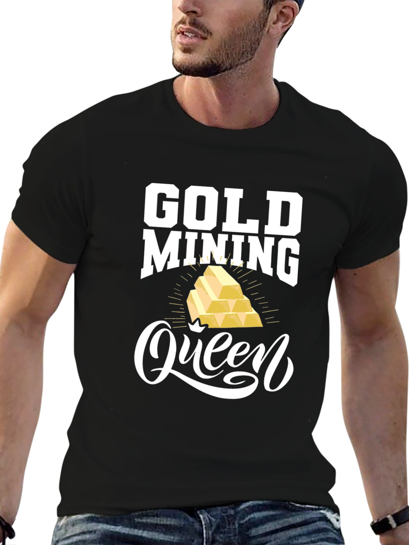 Black Gold Mining Queen Black Graphic Tee view 6