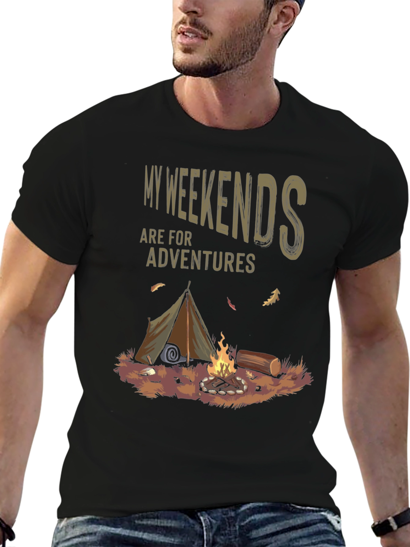 Black Weekend Adventure Camping Graphic Tee view 6