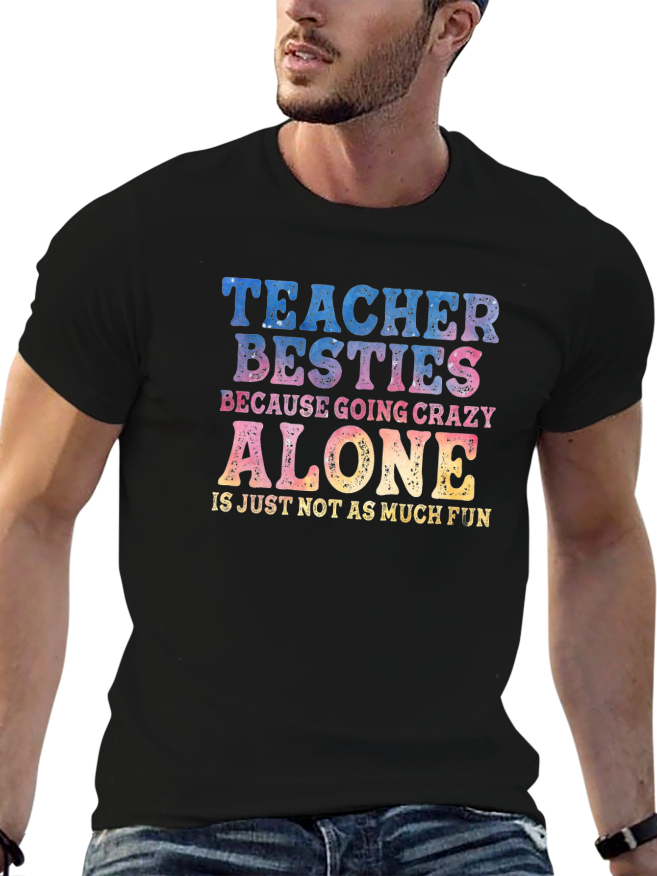 Black Teacher Besties Crazy Alone T-Shirt view 6