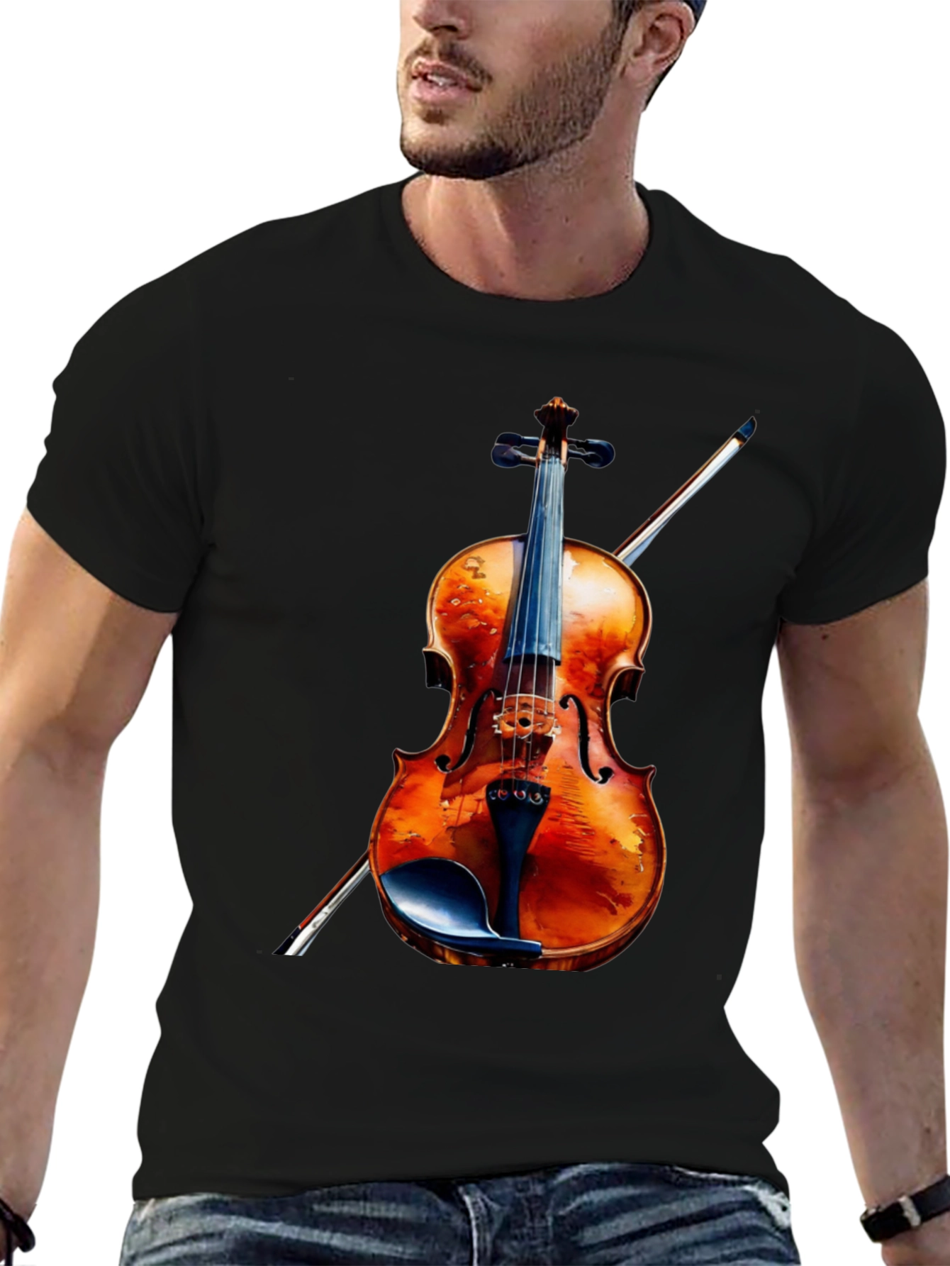 Black Violin Graphic Tee - Musical Instrument Shirt view 6