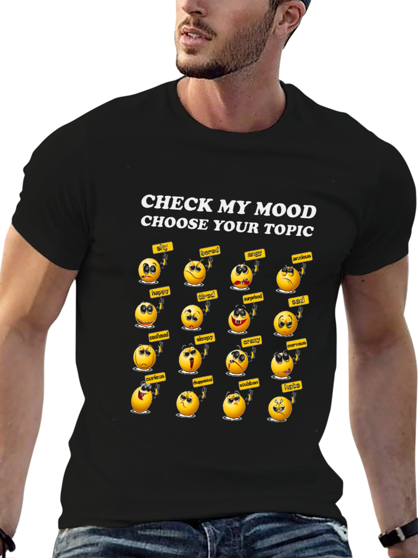 Black Check My Mood T-Shirt view 6