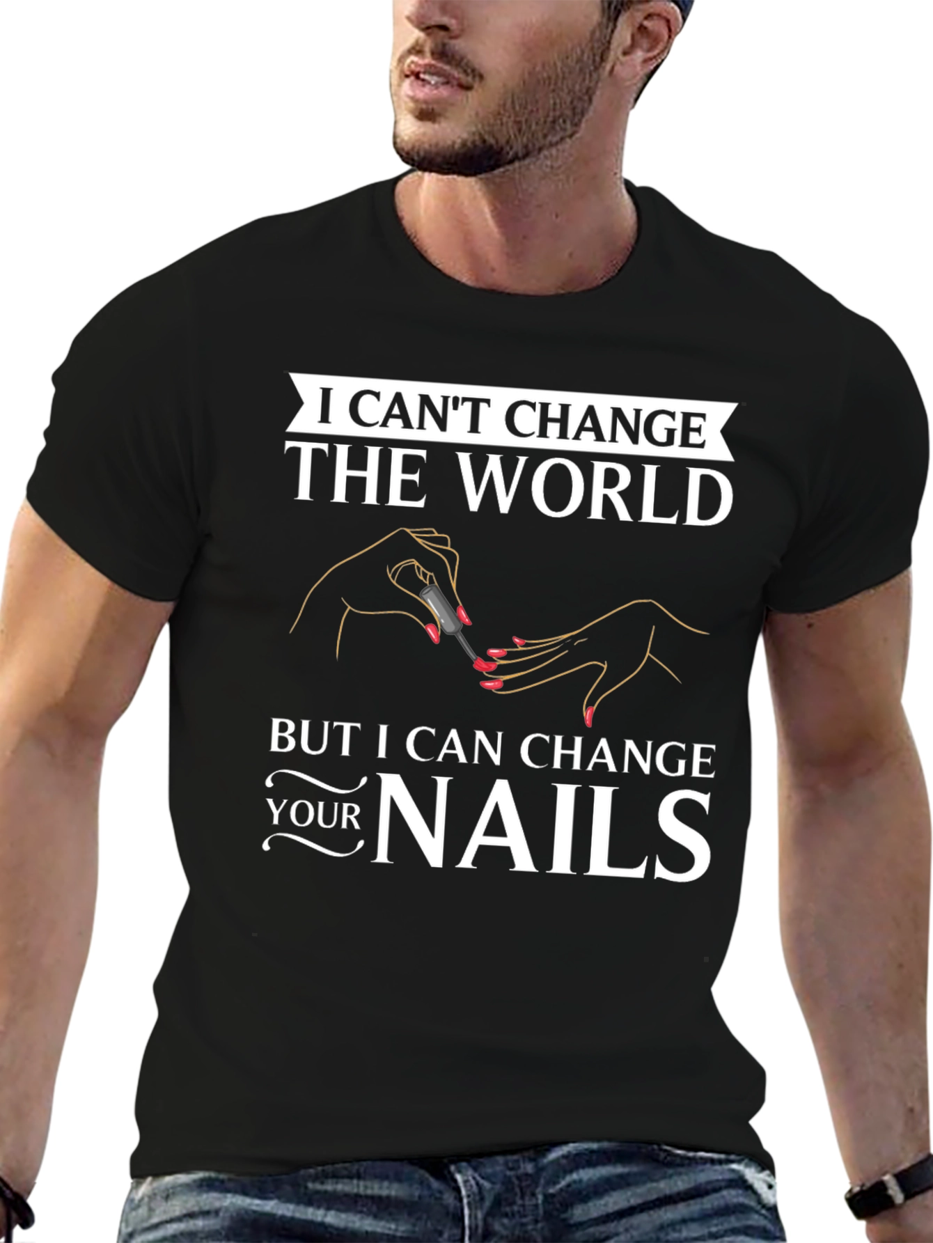 Black Nail Technician Graphic T-Shirt view 6