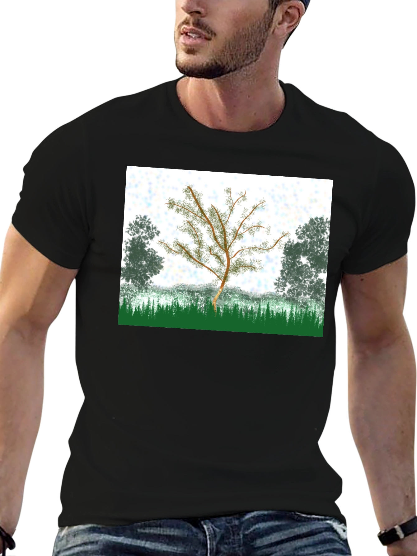 Black Nature Tree Graphic T-Shirt - Black view 6