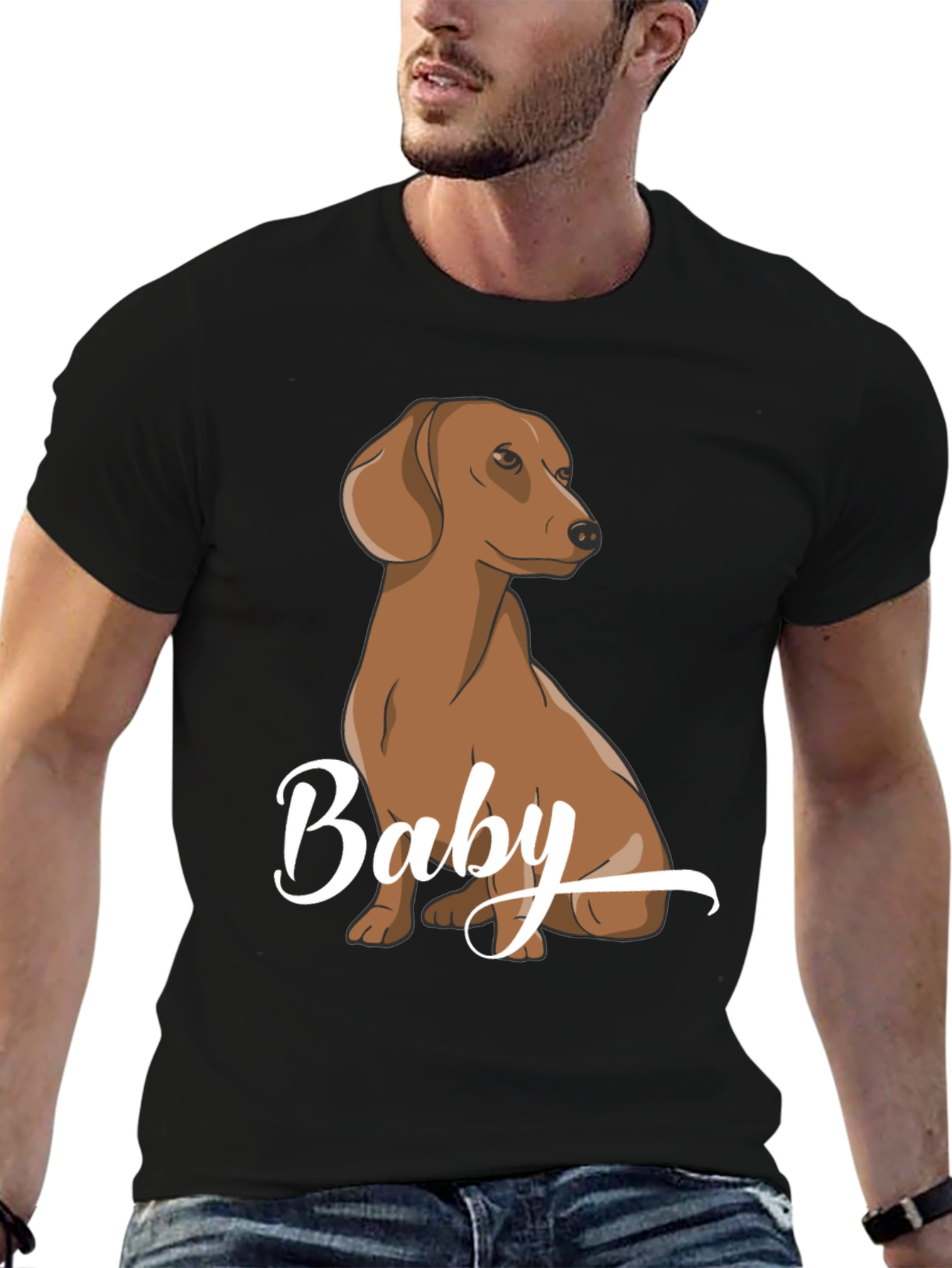 Black Dachshund Baby Graphic Tee, Black view 6