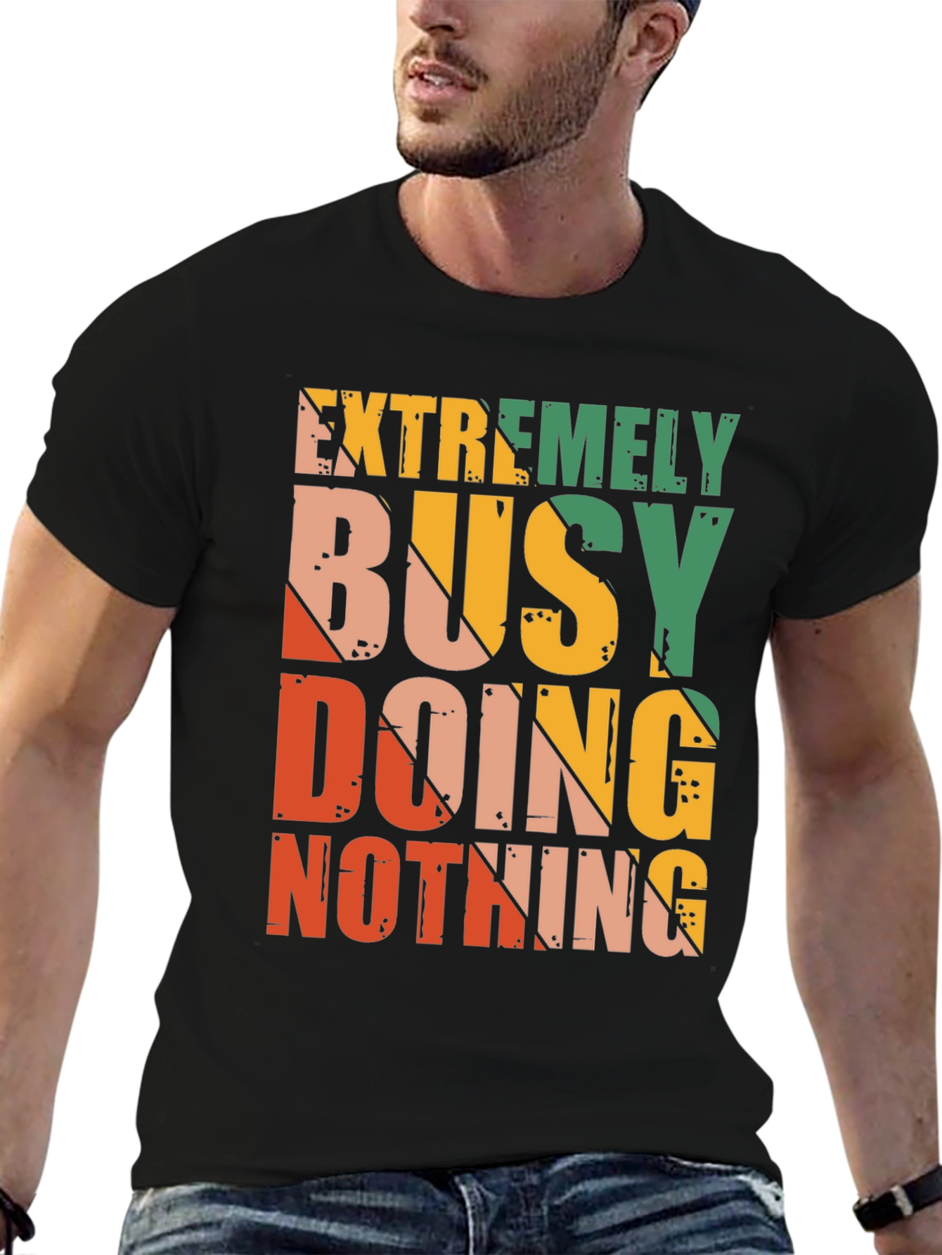 Black Extremely Busy Doing Nothing Graphic Tee view 6