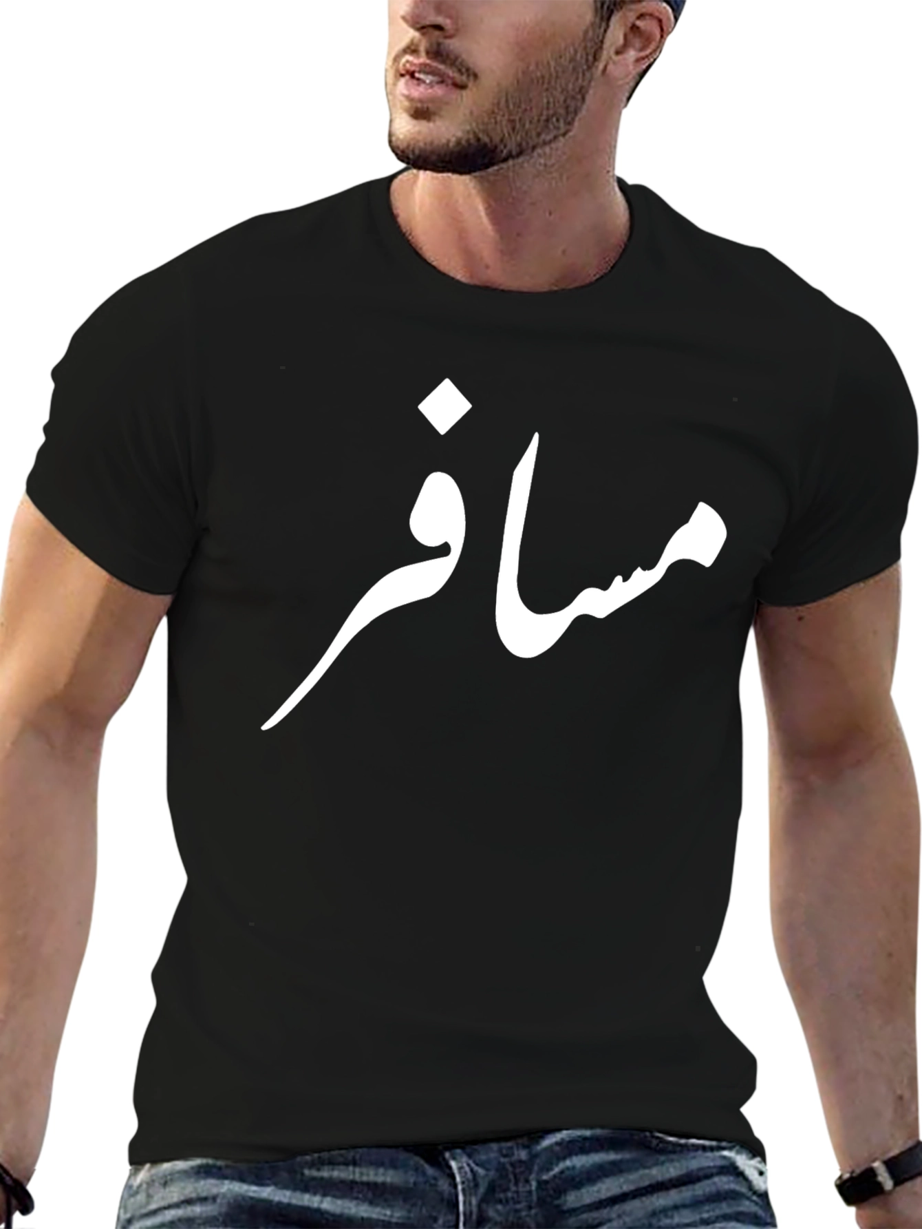Black Black T-shirt with Arabic Text view 6