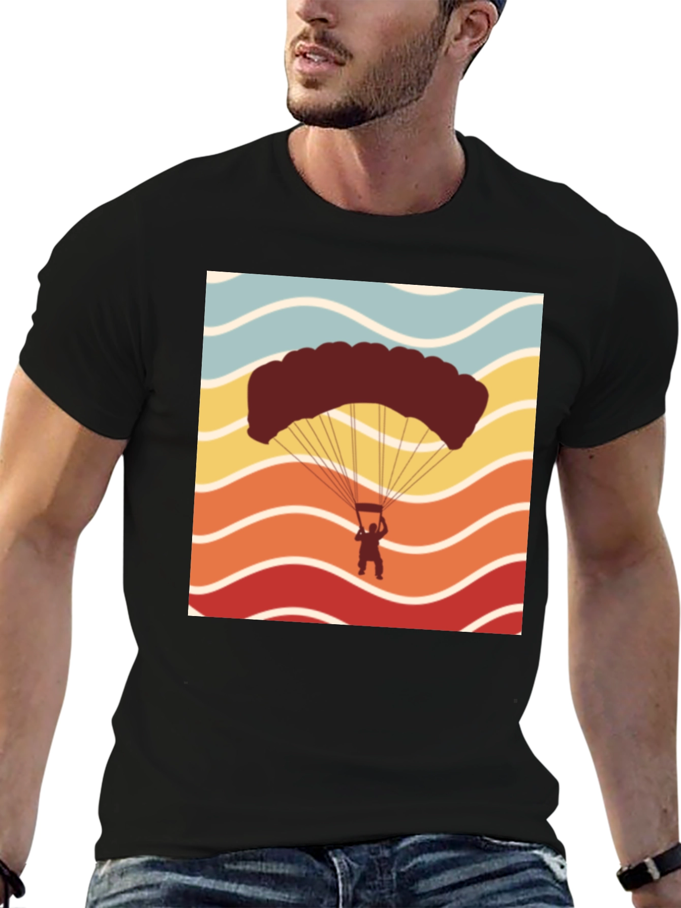 Black Retro Skydiving T-Shirt - Adventure Seeker Tee view 6