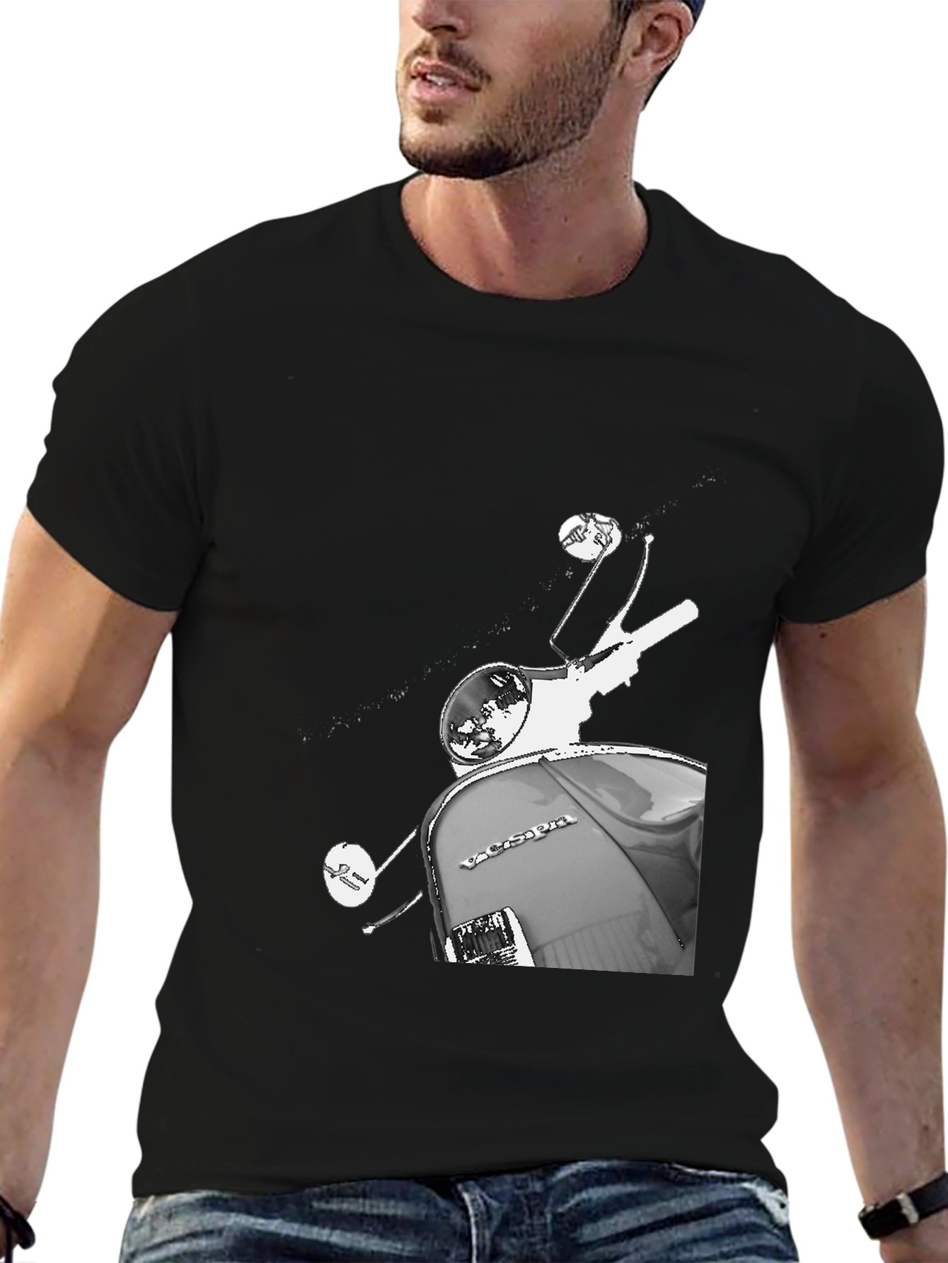 Black Vintage Vespa Scooter Graphic Tee - Classic Black view 6