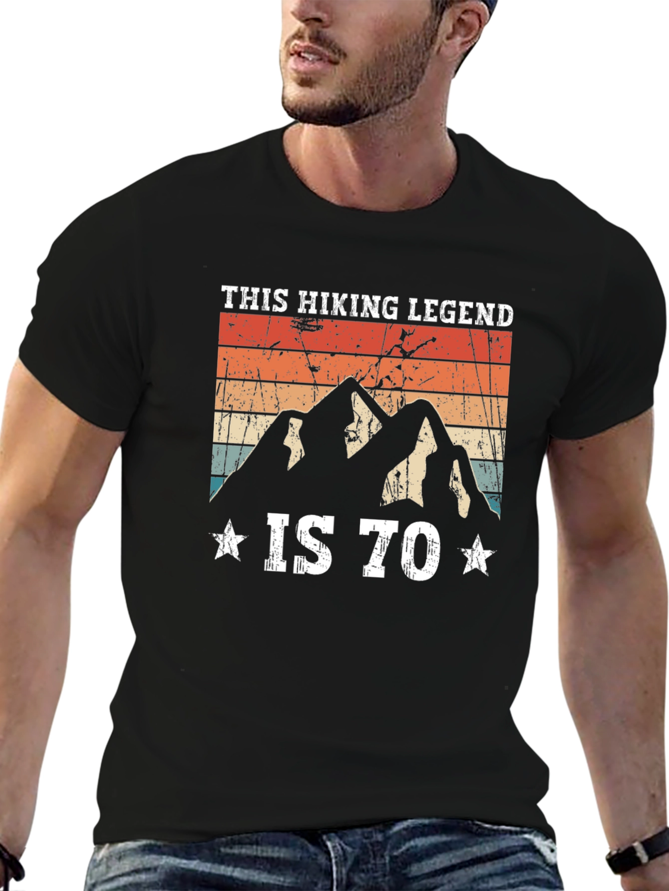 Black Hiking Legend 70th Birthday T-Shirt view 6