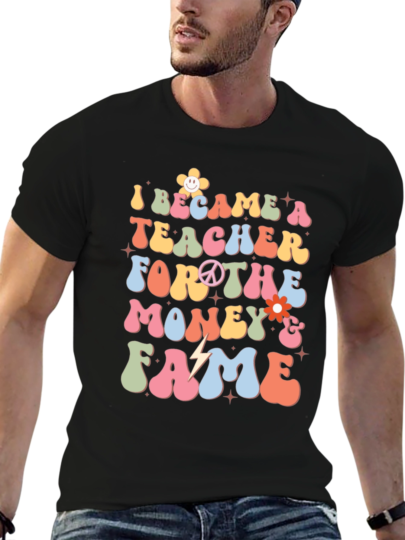 Black Teacher For The Money and Fame Graphic T-Shirt view 6