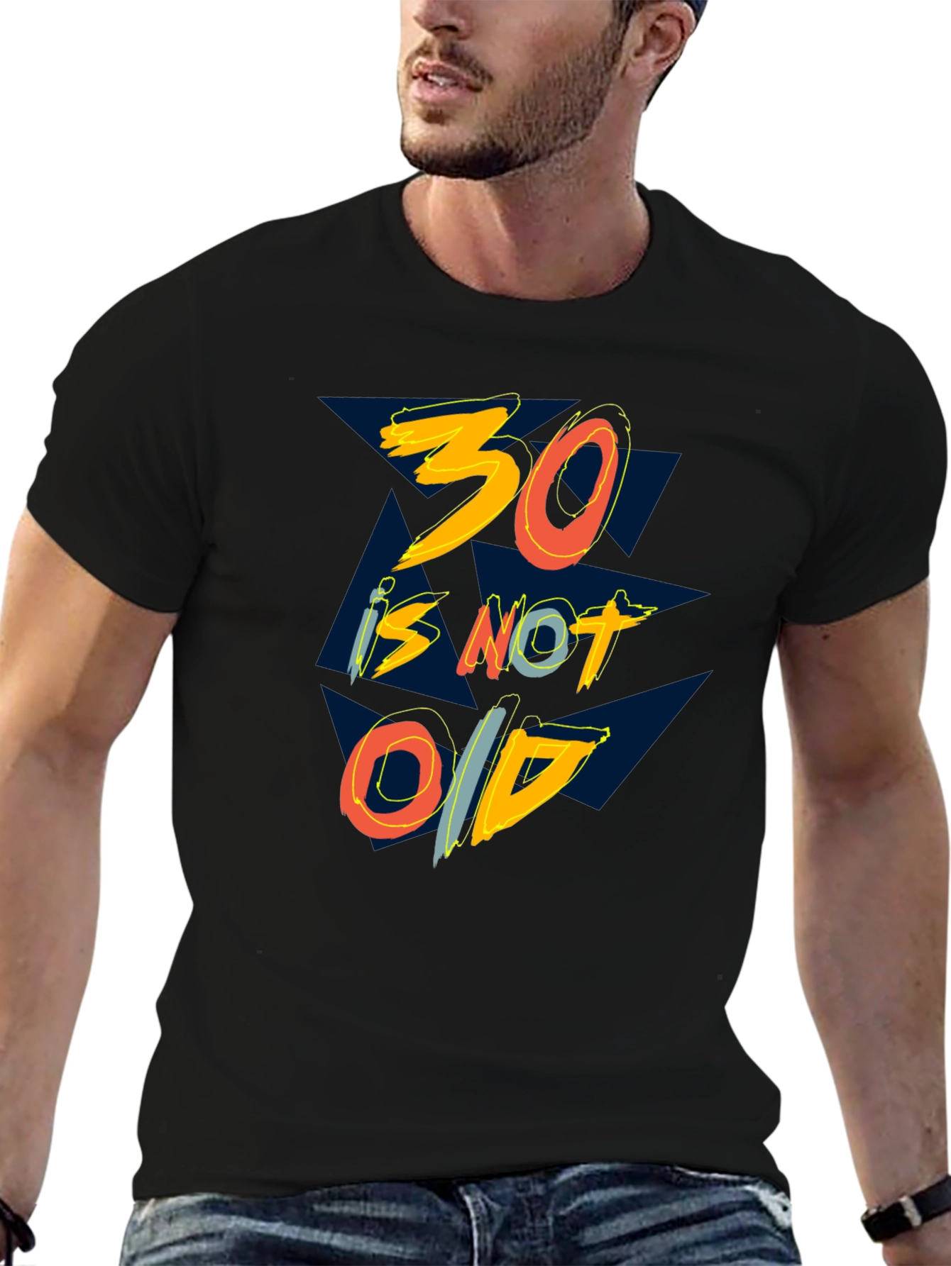 30 is Not Old Graphic Tee - Black Cotton T-Shirt - 6