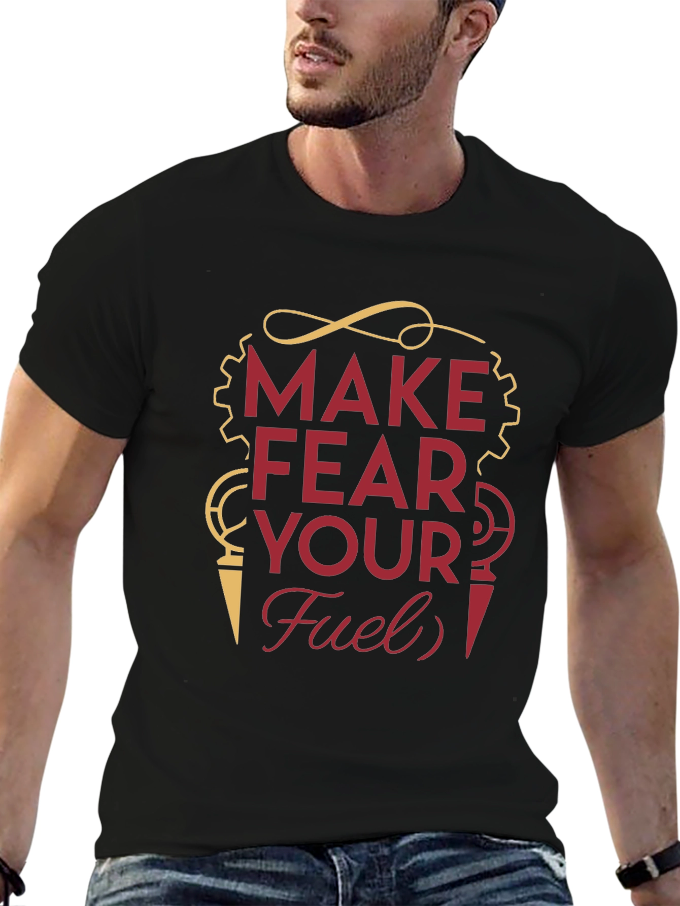 Black Make Fear Your Fuel T-Shirt - Motivational Graphic Tee view 6