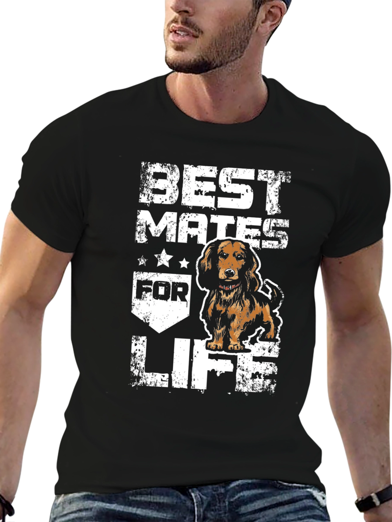 Black Best Mates For Life Dog T-Shirt view 6