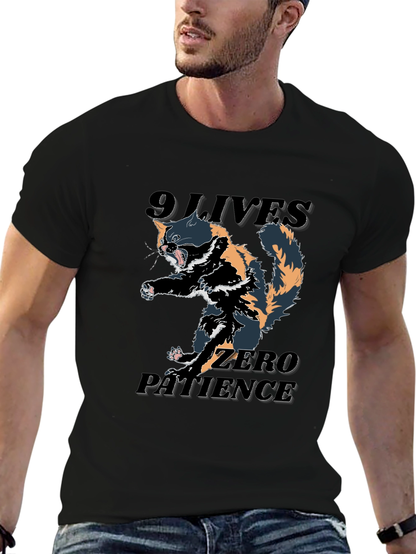 Black 9 Lives Zero Patience T-Shirt view 6