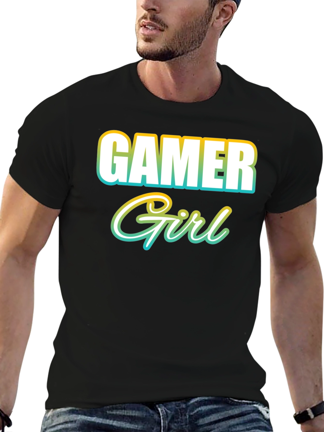 Black Gamer Girl T-Shirt - Black view 6