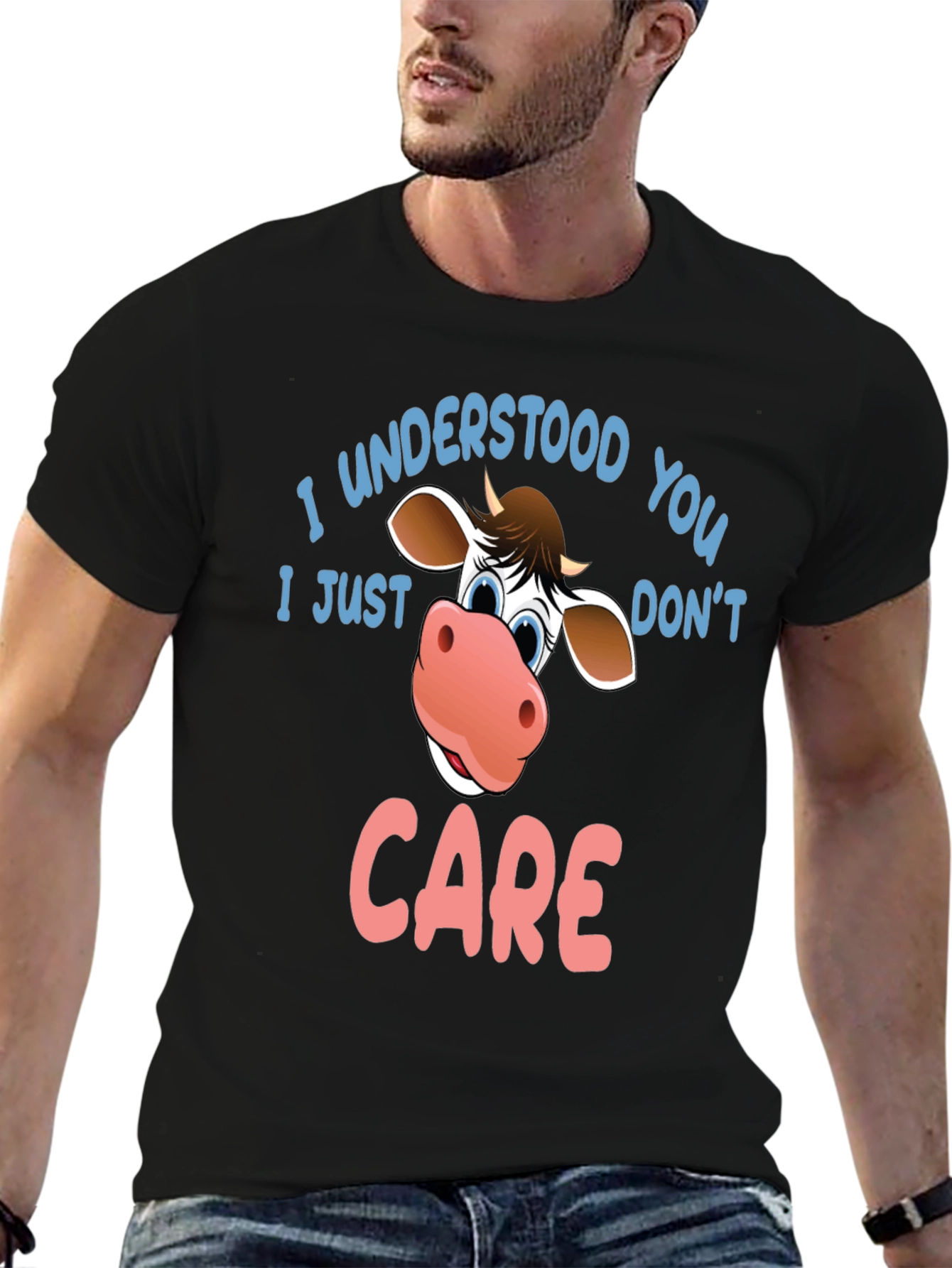 Black Funny Cow Graphic T-Shirt - I Understood You view 6