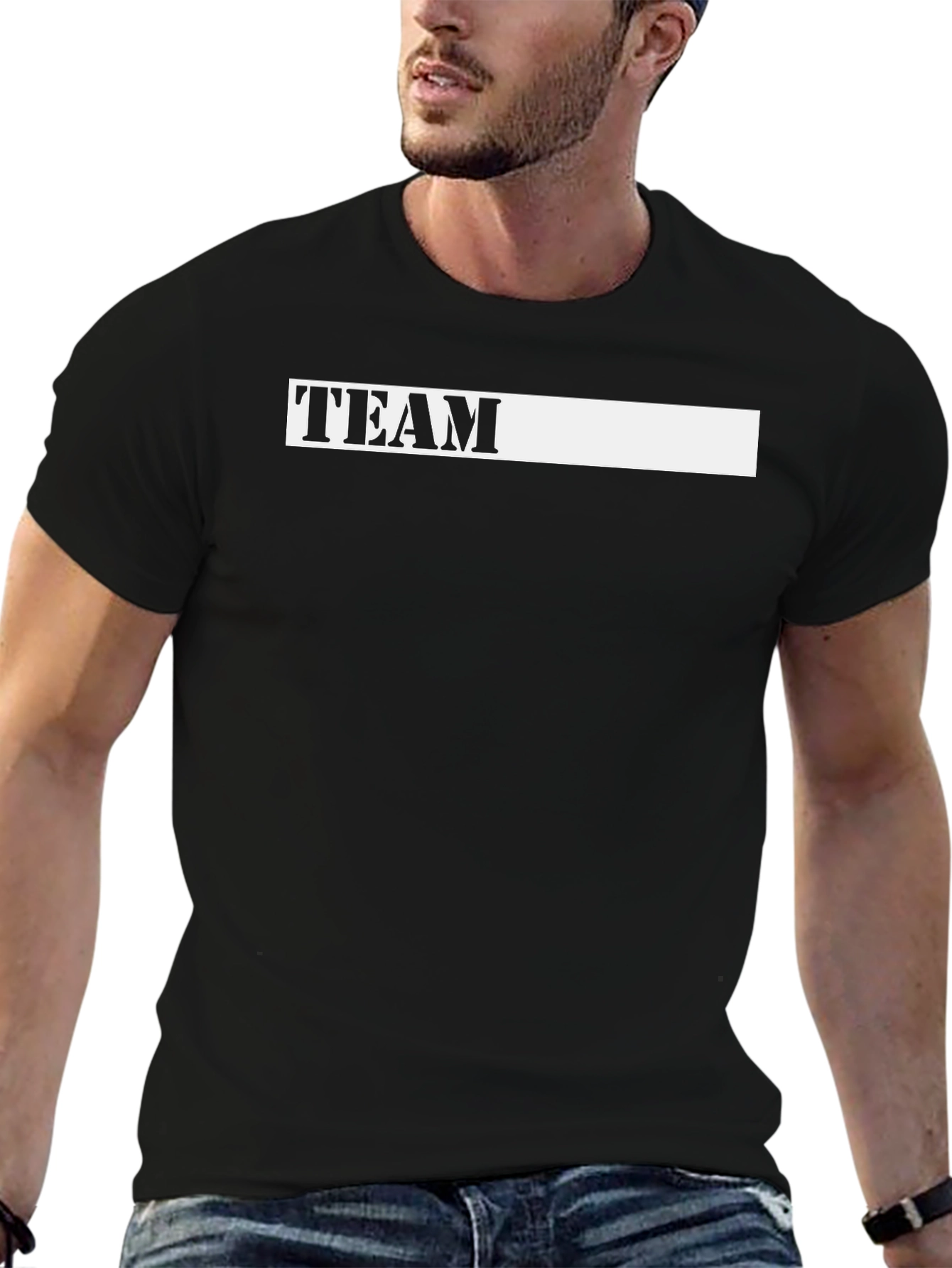 Black Team T-Shirt - Classic Black Cotton Tee view 6