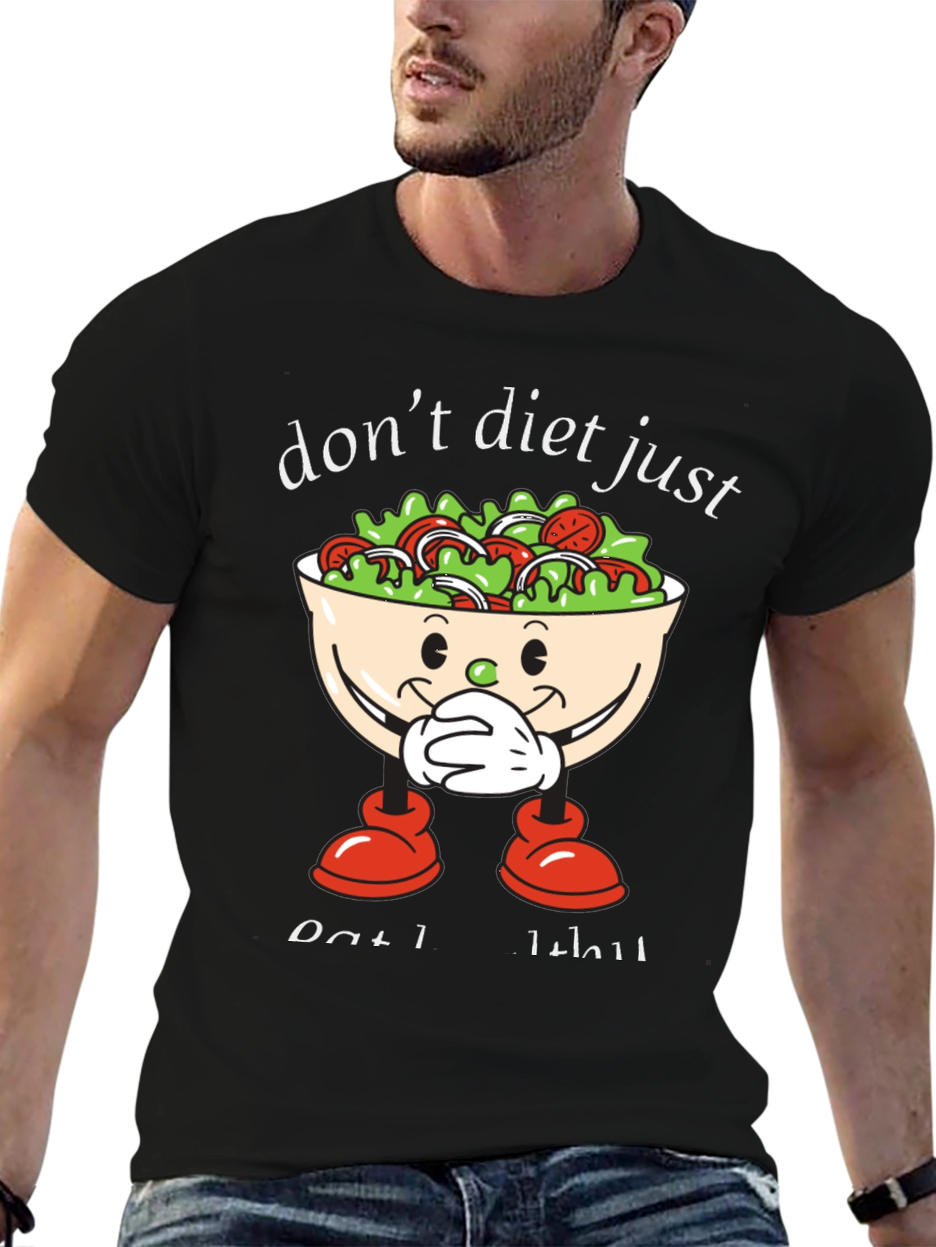 Black Don't Diet Just Eat Salad T-Shirt view 6