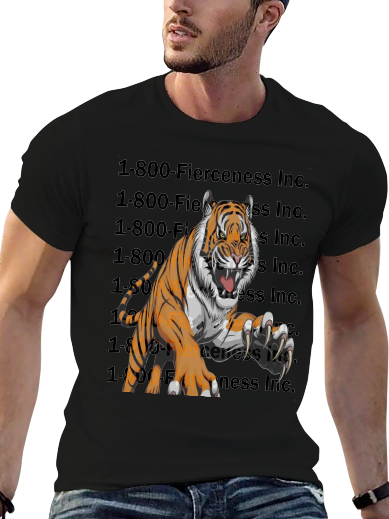Black Fierce Tiger Graphic T-Shirt view 6