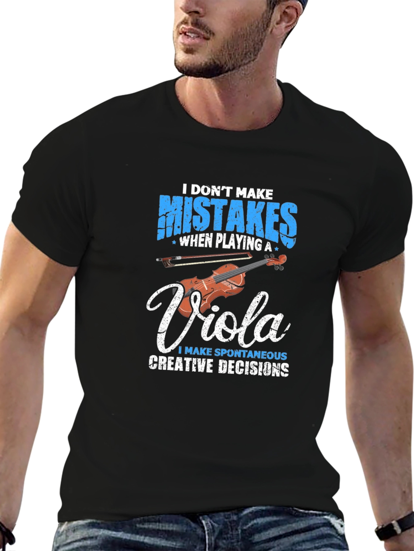 Black Viola Player Graphic T-Shirt - Creative Musician Tee view 6