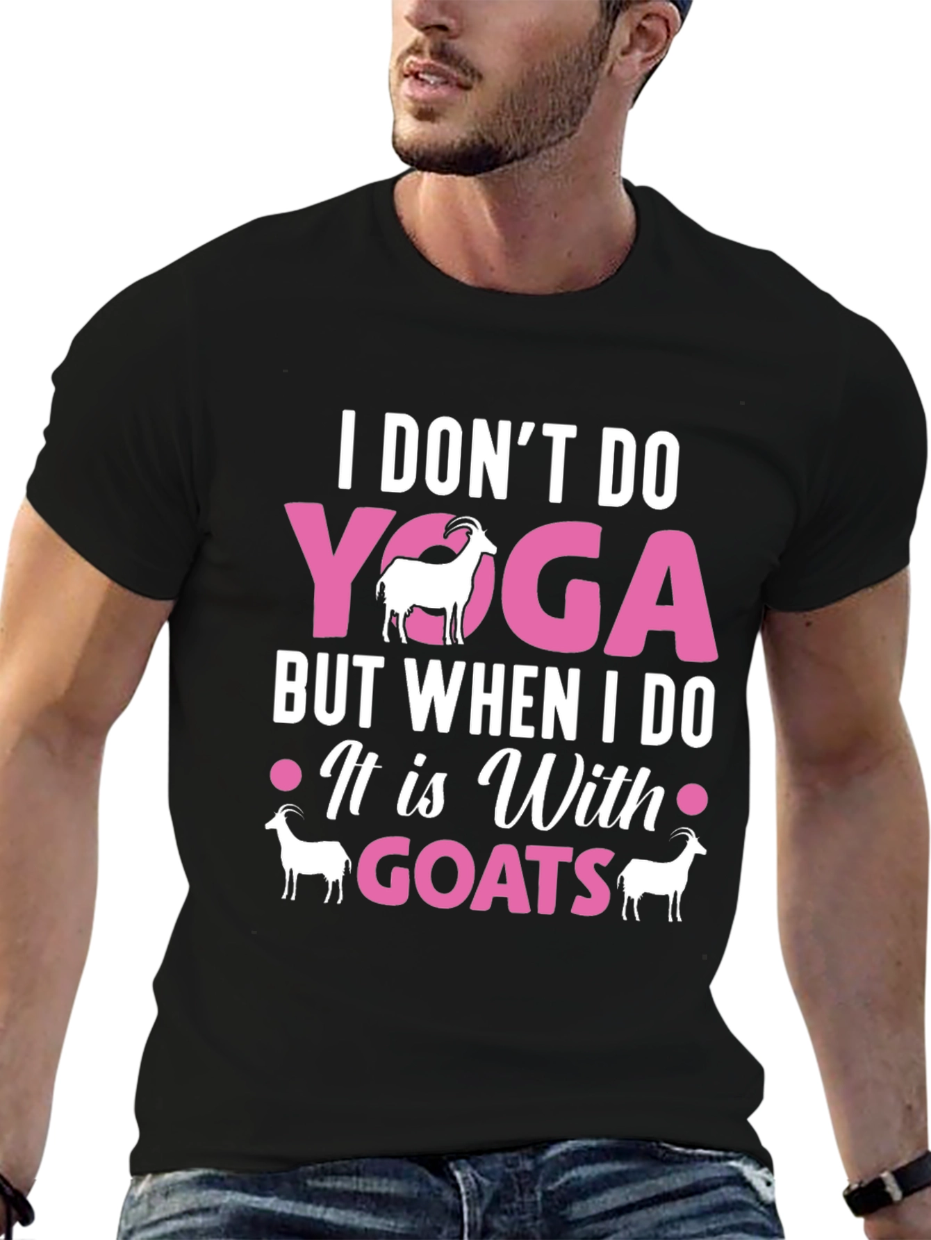 Black Yoga With Goats Graphic Tee view 6