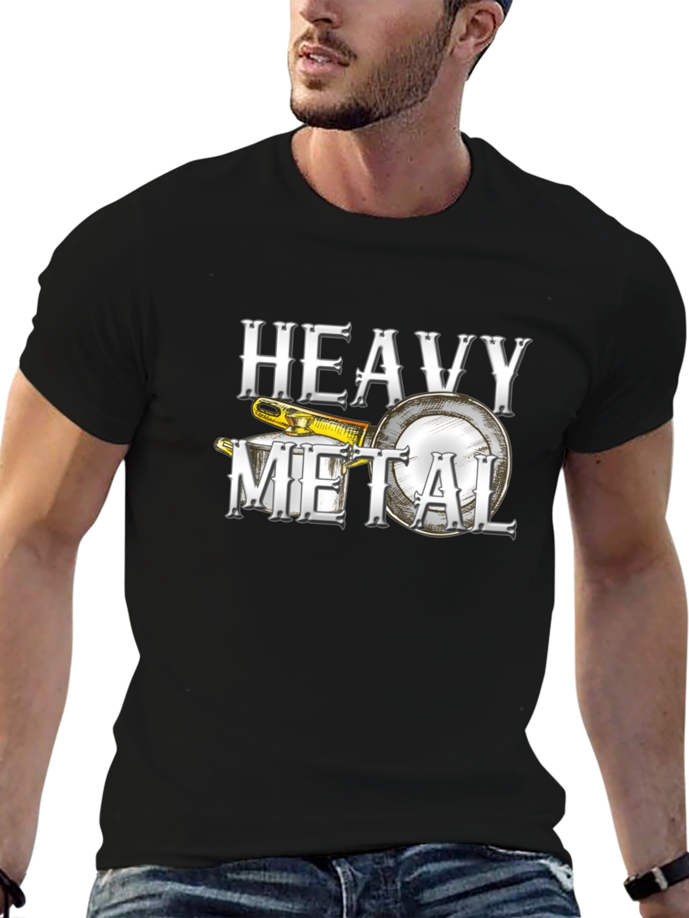 Black Heavy Metal Banjo Graphic T-Shirt - Musician Tee view 6