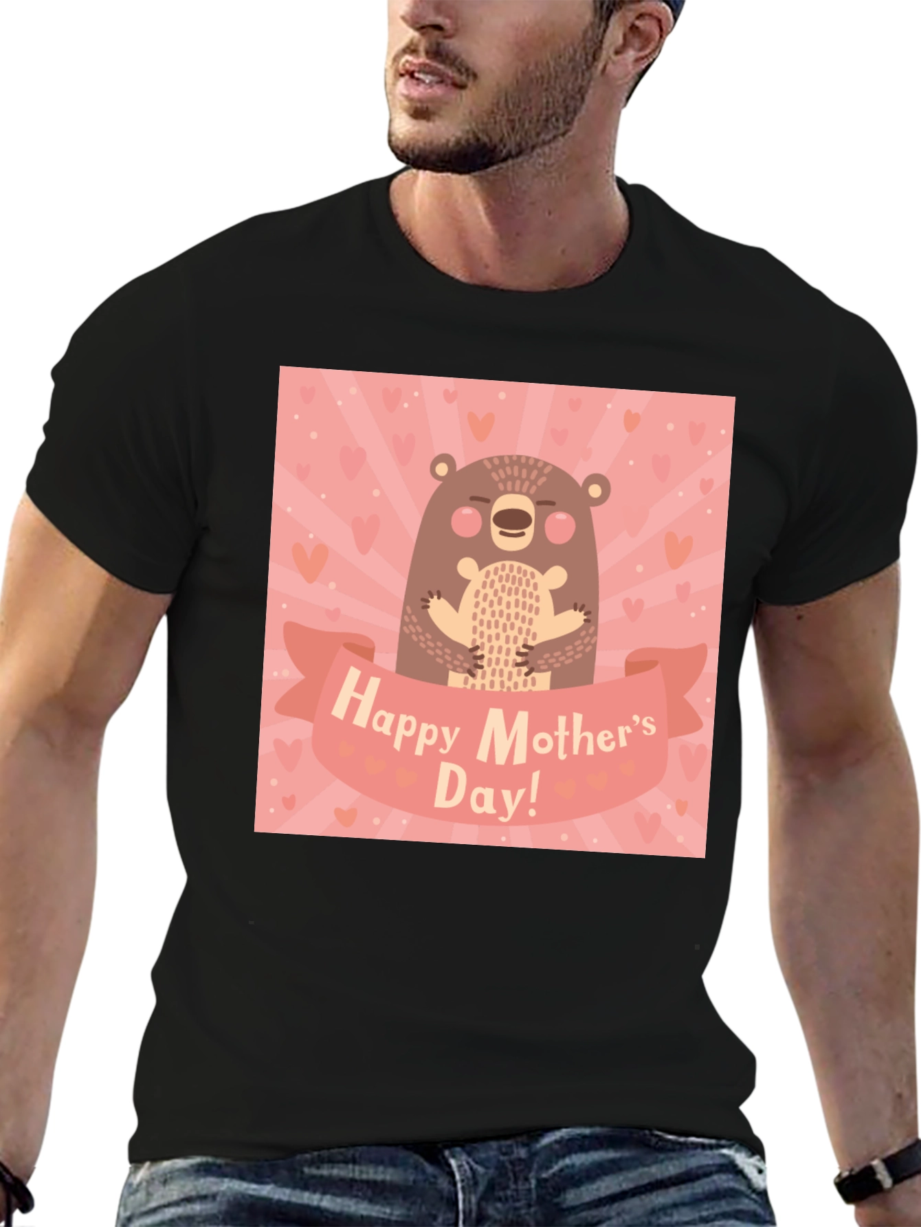 Black Happy Mother's Day Bear Graphic Tee view 6