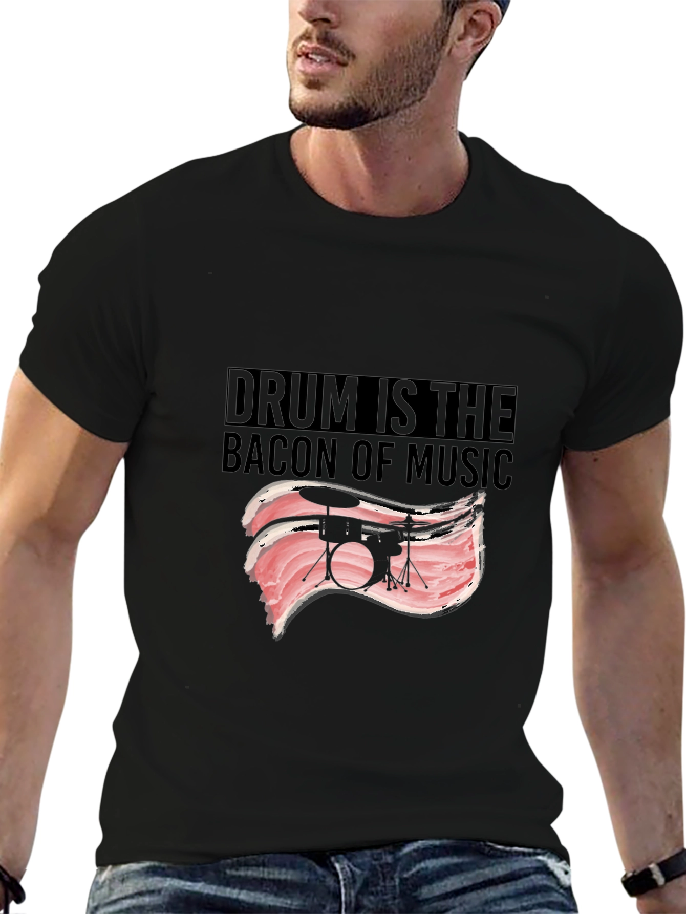 Black Drum is the Bacon of Music T-Shirt view 6
