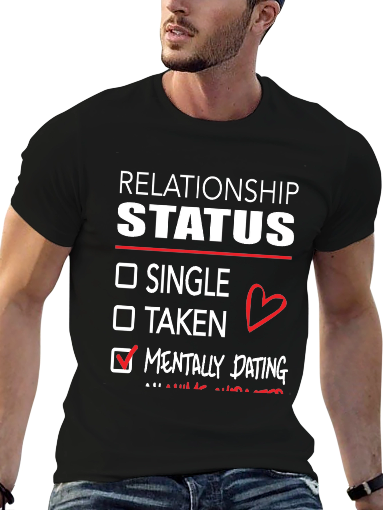 Black Relationship Status Mentally Dating T-Shirt view 6