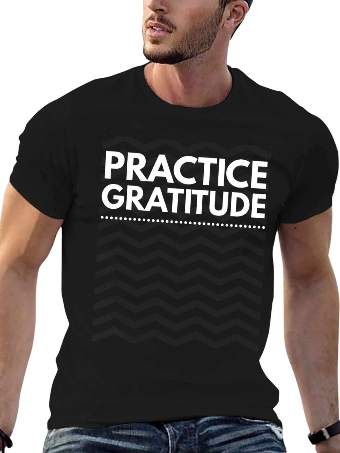 Black Practice Gratitude Black T-Shirt view 6