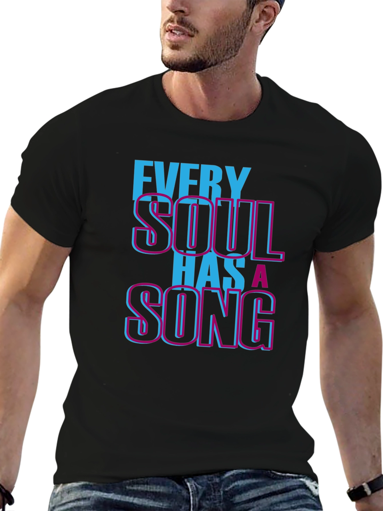 Black Every Soul Has a Song Graphic T-Shirt view 6