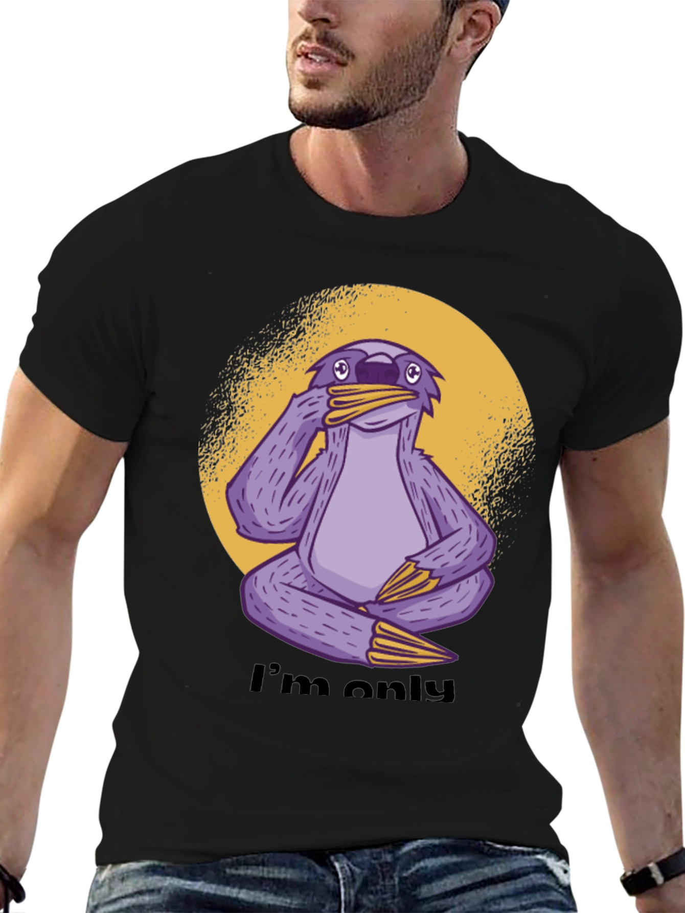 Black Funny Sloth Graphic T-Shirt - I'm Only... view 6