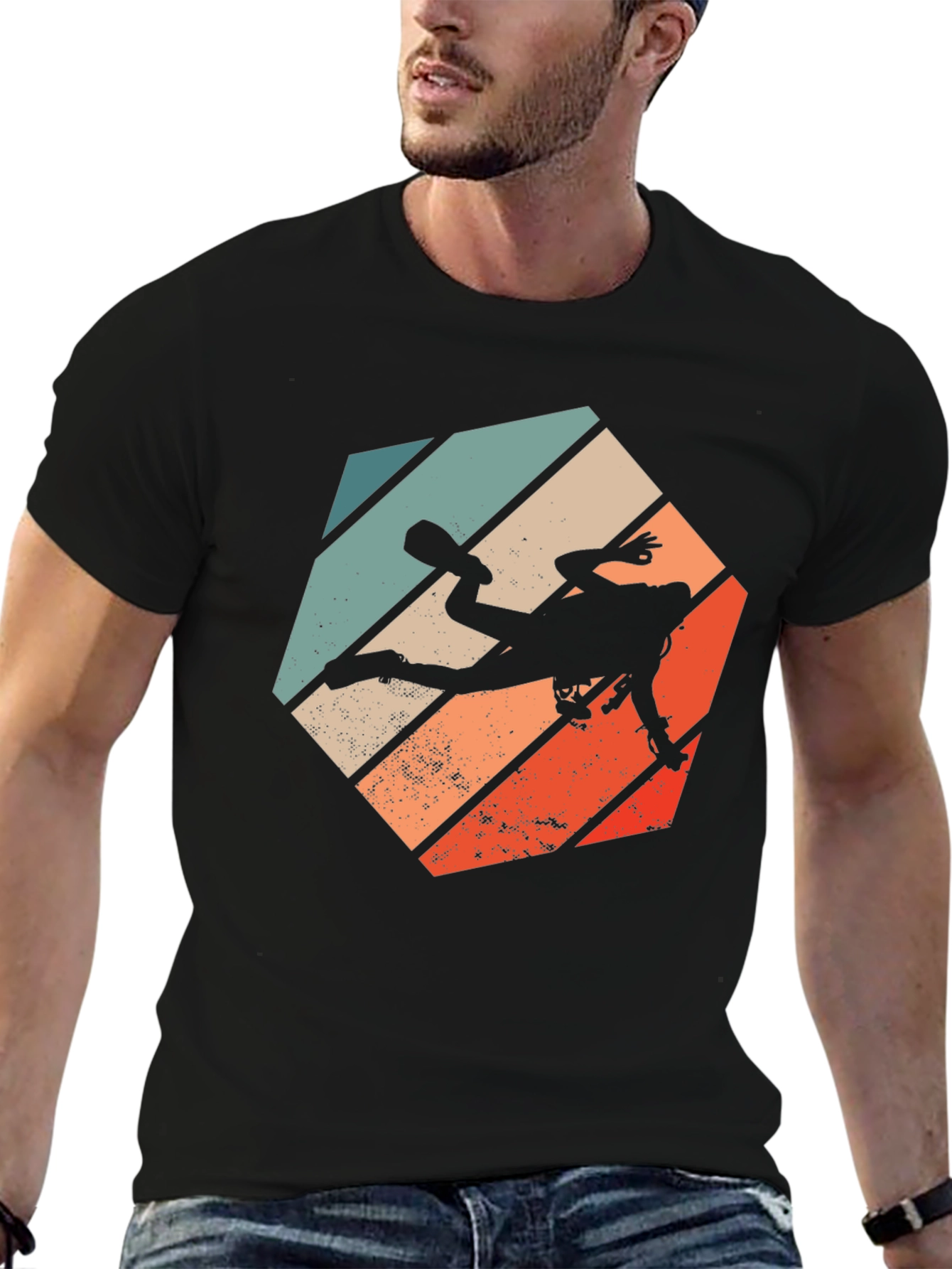 Black Retro Scuba Diver Graphic T-Shirt view 6