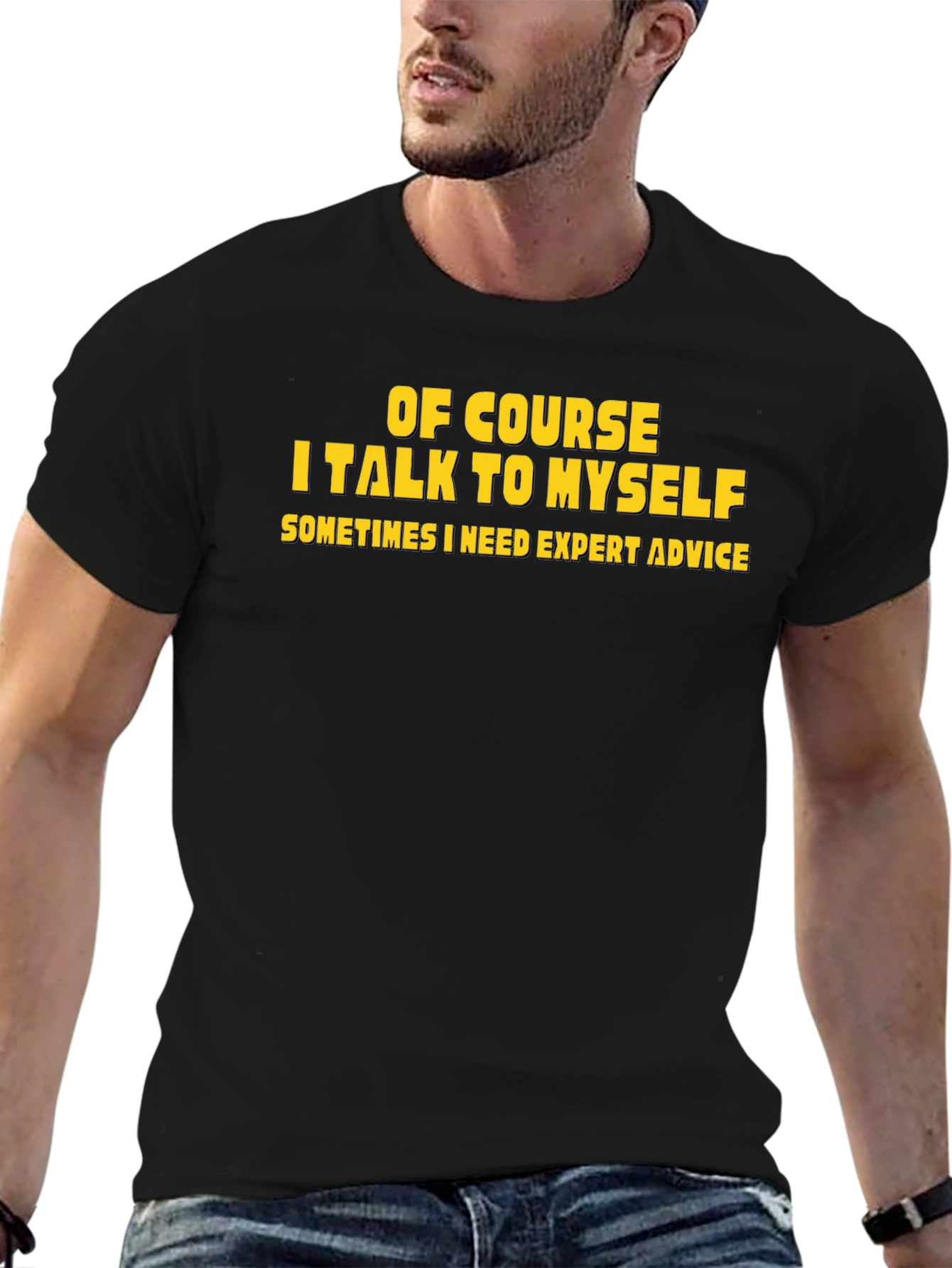 Black Of Course I Talk to Myself T-Shirt view 6
