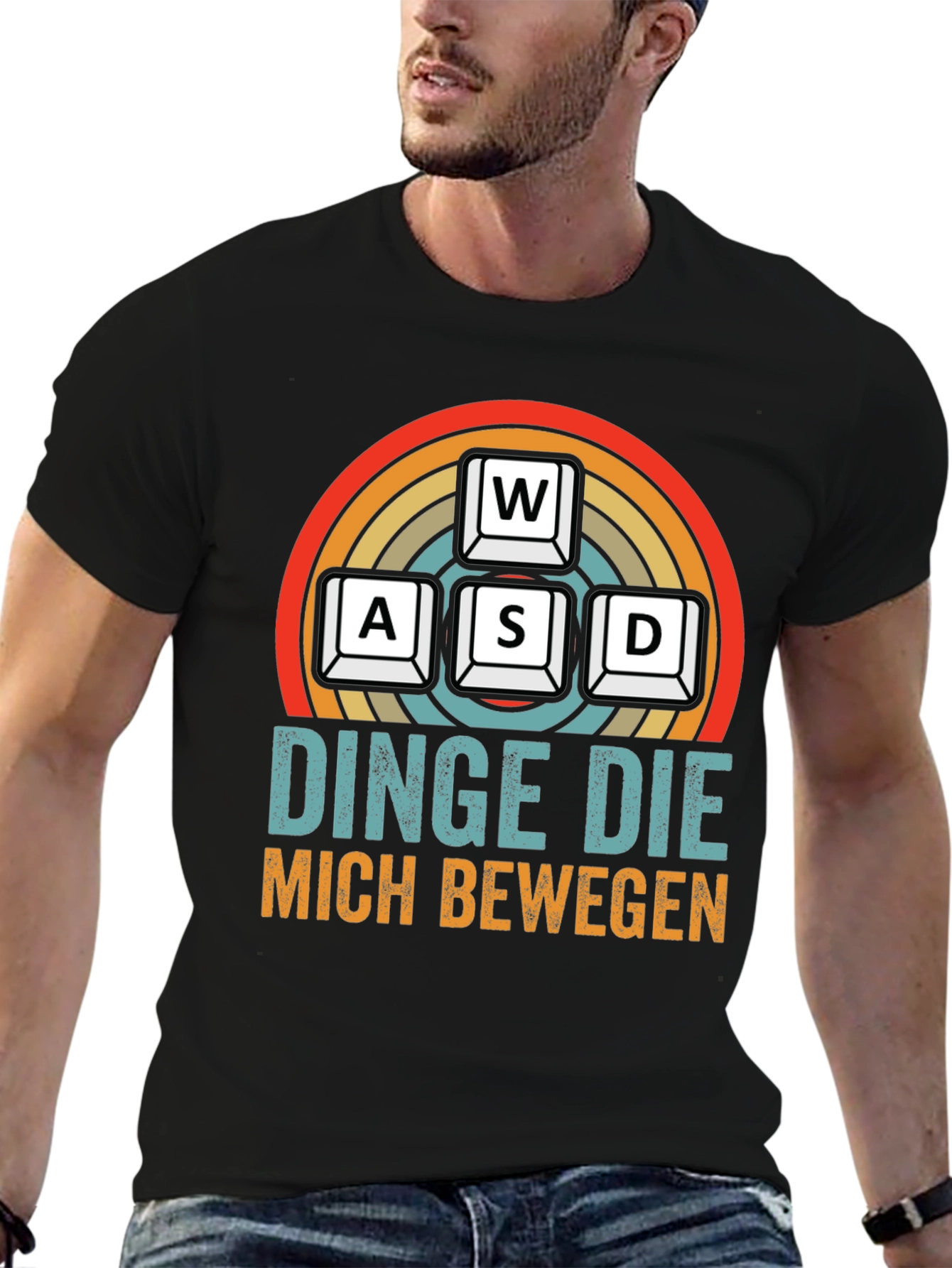 Black Gamer T-Shirt - WASD Keys - Dinge Die Mich Bewegen view 6