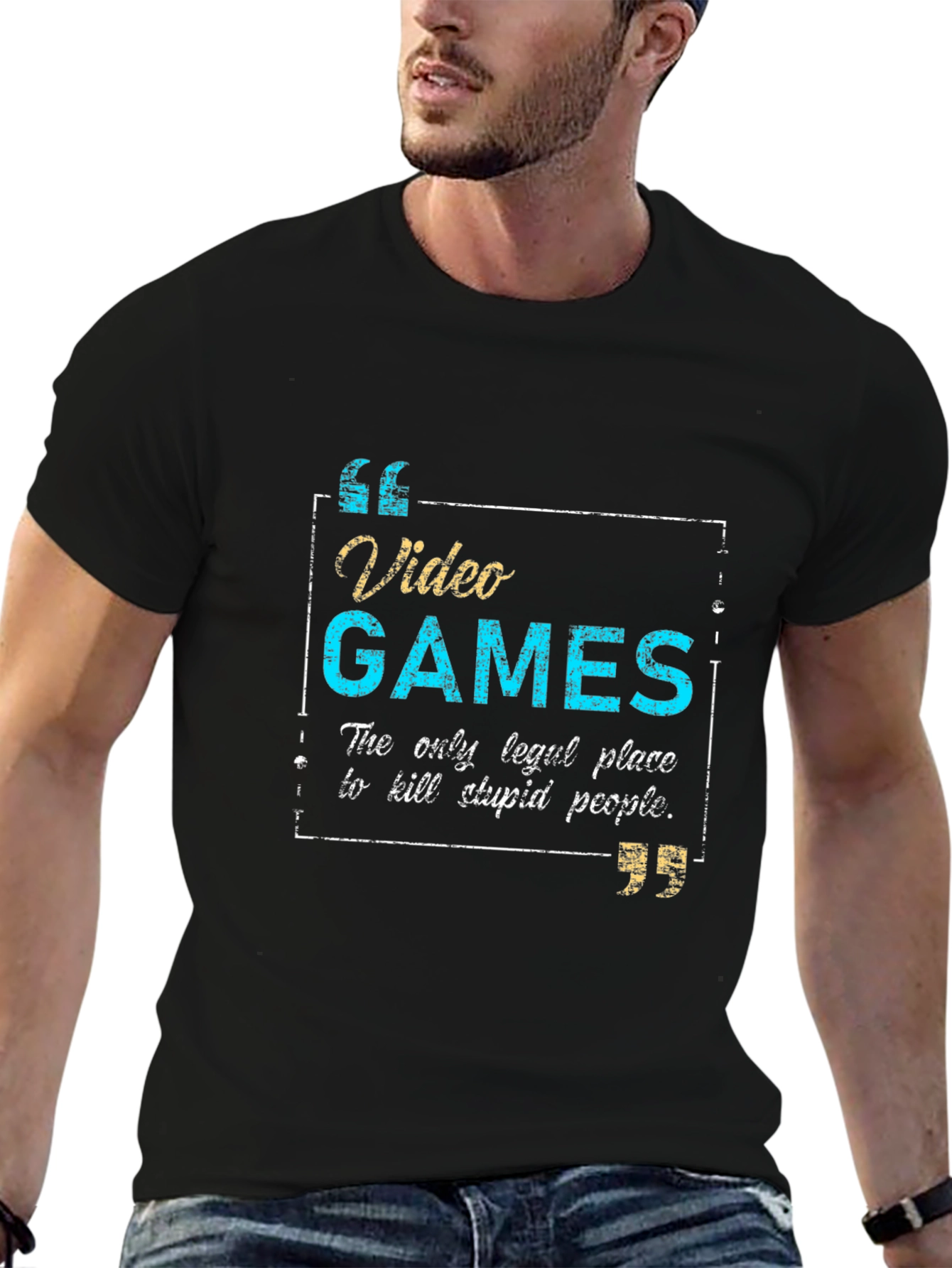 Black Video Games T-Shirt: Kill Stupid People Legally view 6