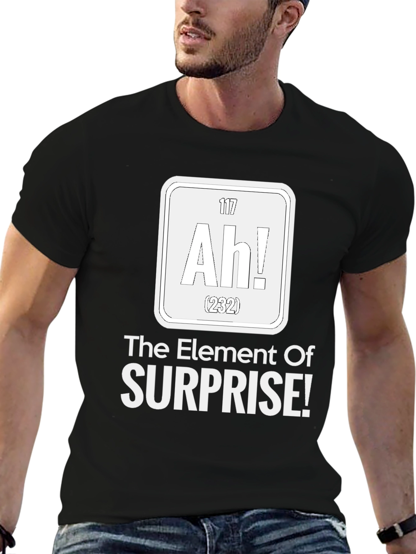 Black The Element of Surprise Funny Science T-Shirt view 6