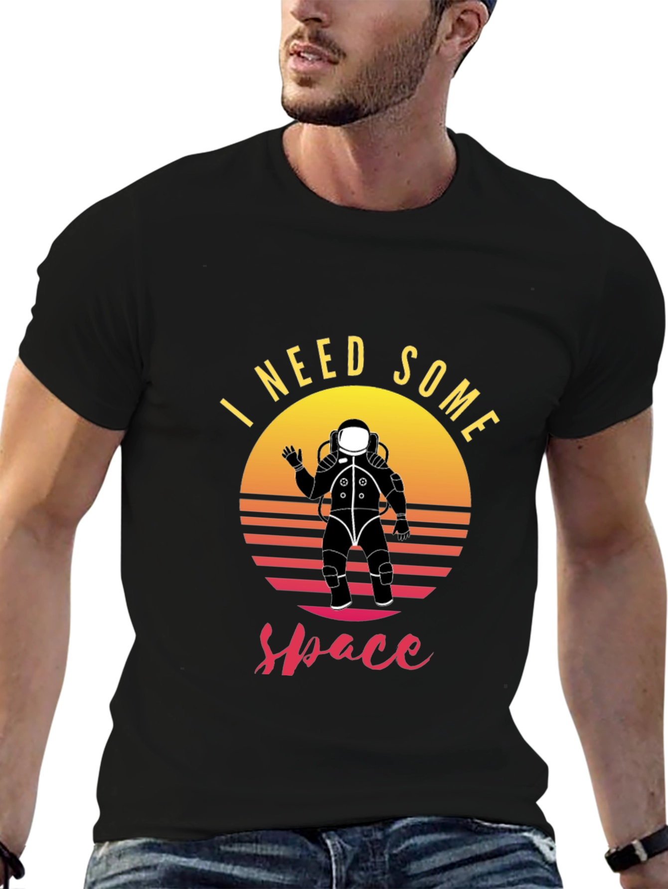 Black I Need Some Space T-Shirt - Astronaut Graphic Tee view 6