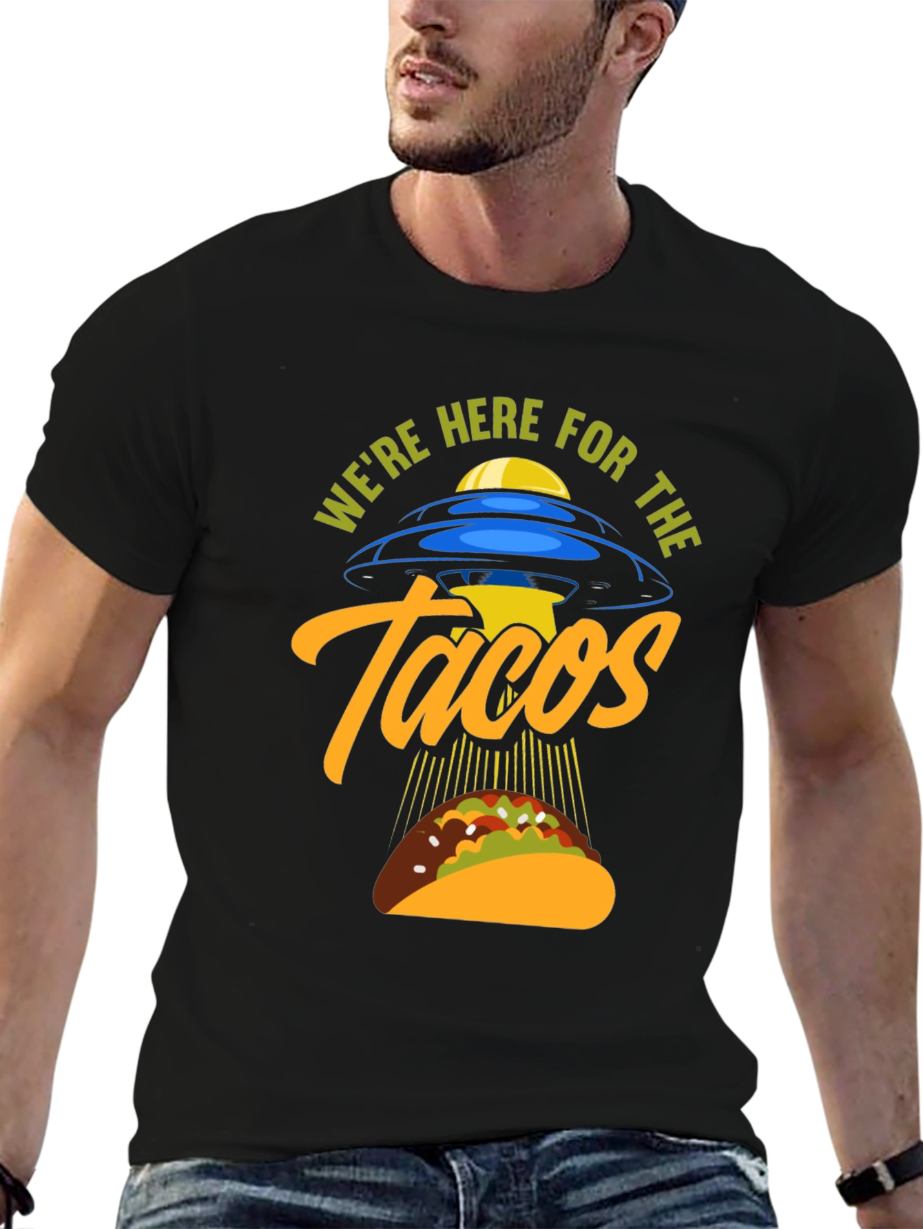 Black We're Here For The Tacos Black T-Shirt view 6